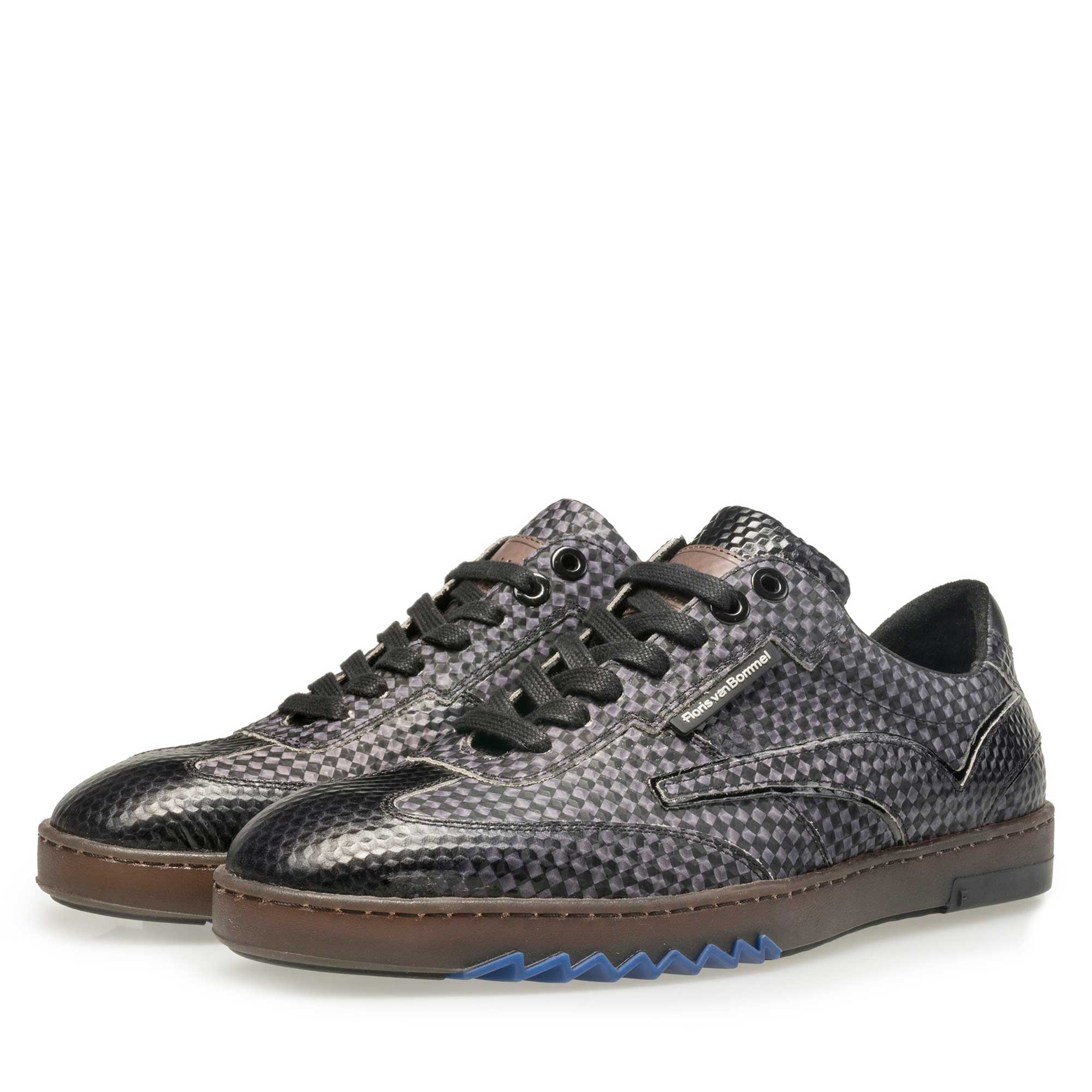 16074/23 - Floris van Bommel grauer Herren Sneaker mit schwarzem Print 16074/23 - Floris van Bommel grauer Herren Sneaker mit schwarzem Print