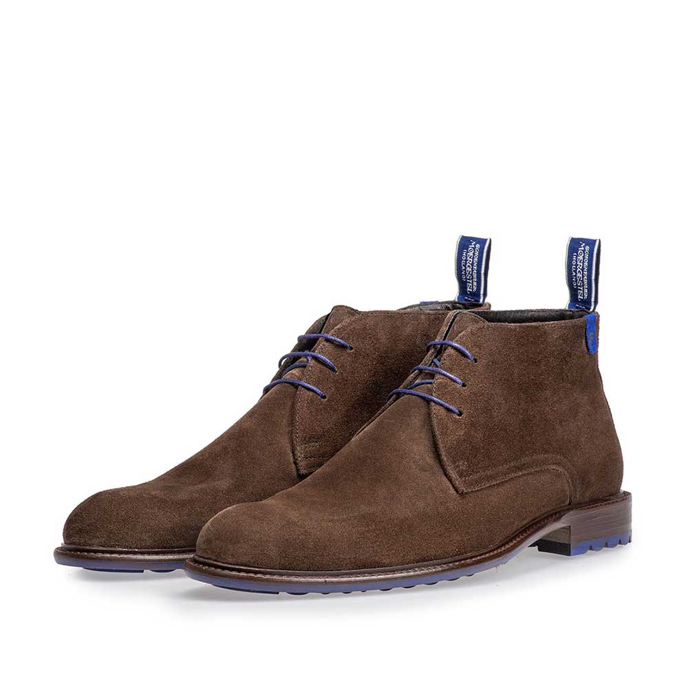 10203/18 - Dunkler taupefarbener/brauner Wildleder-Schnürstiefel 10203/18 - Dunkler taupefarbener/brauner Wildleder-Schnürstiefel