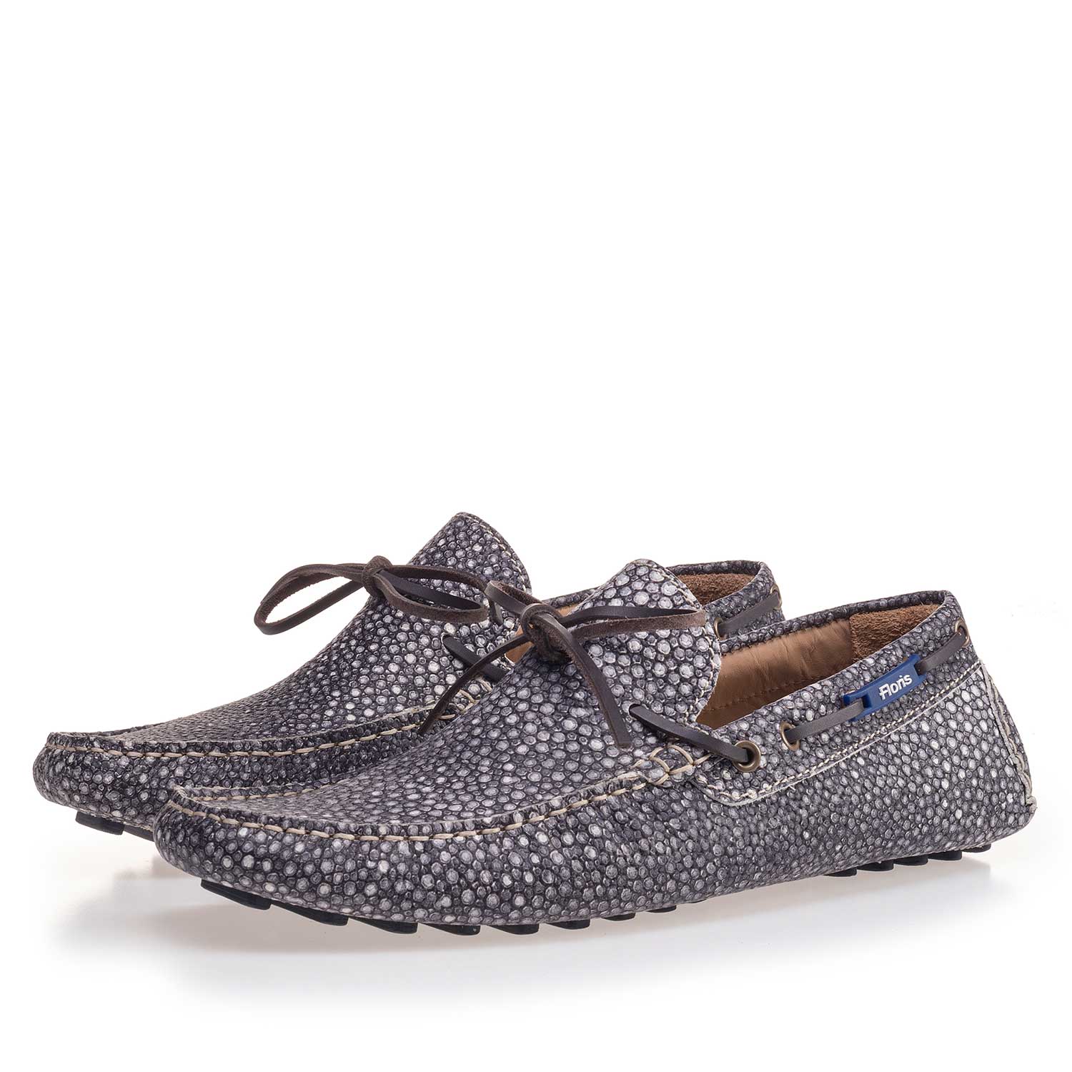15027/13 - Grey moccasin with rye pattern 15027/13 - Grey moccasin with rye pattern
