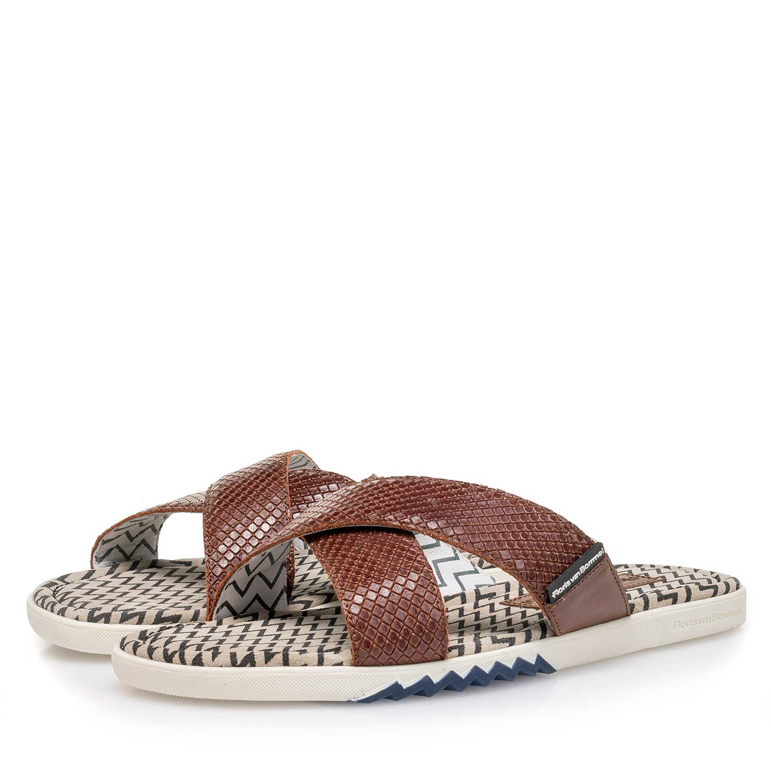 20200/01 - Cognacfarbener gemusterter Leder-Slipper 20200/01 - Cognacfarbener gemusterter Leder-Slipper