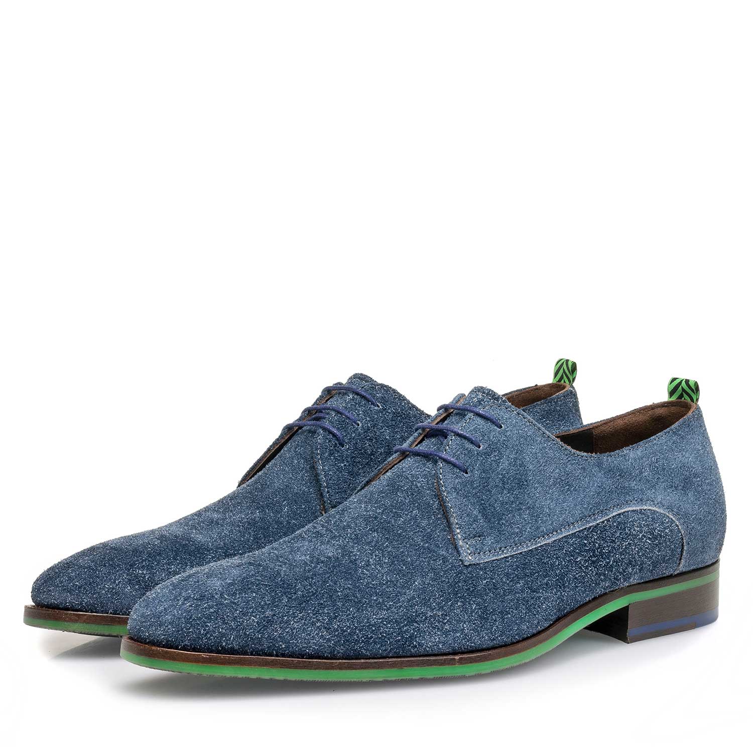 18092/01 - Blue buffed suede leather lace shoe 18092/01 - Blue buffed suede leather lace shoe