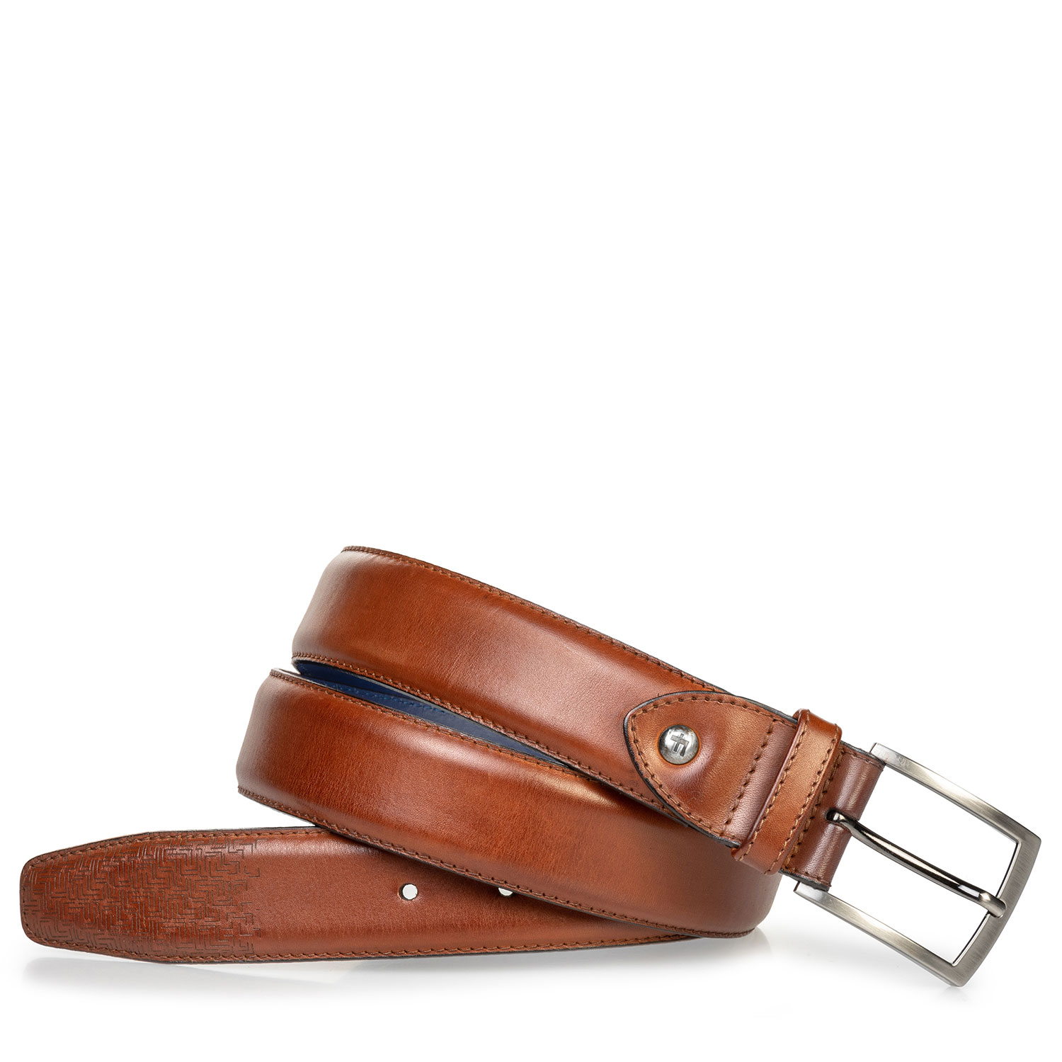 75218/00 - Leather belt cognac with laser-cut print 75218/00 - Leather belt cognac with laser-cut print