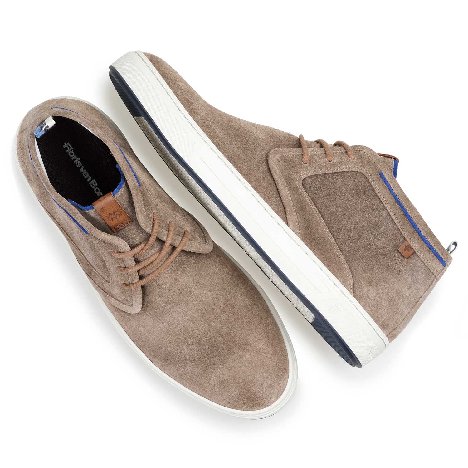 10466/01 - Taupe-coloured washed suede leather lace shoe 10466/01 - Taupe-coloured washed suede leather lace shoe