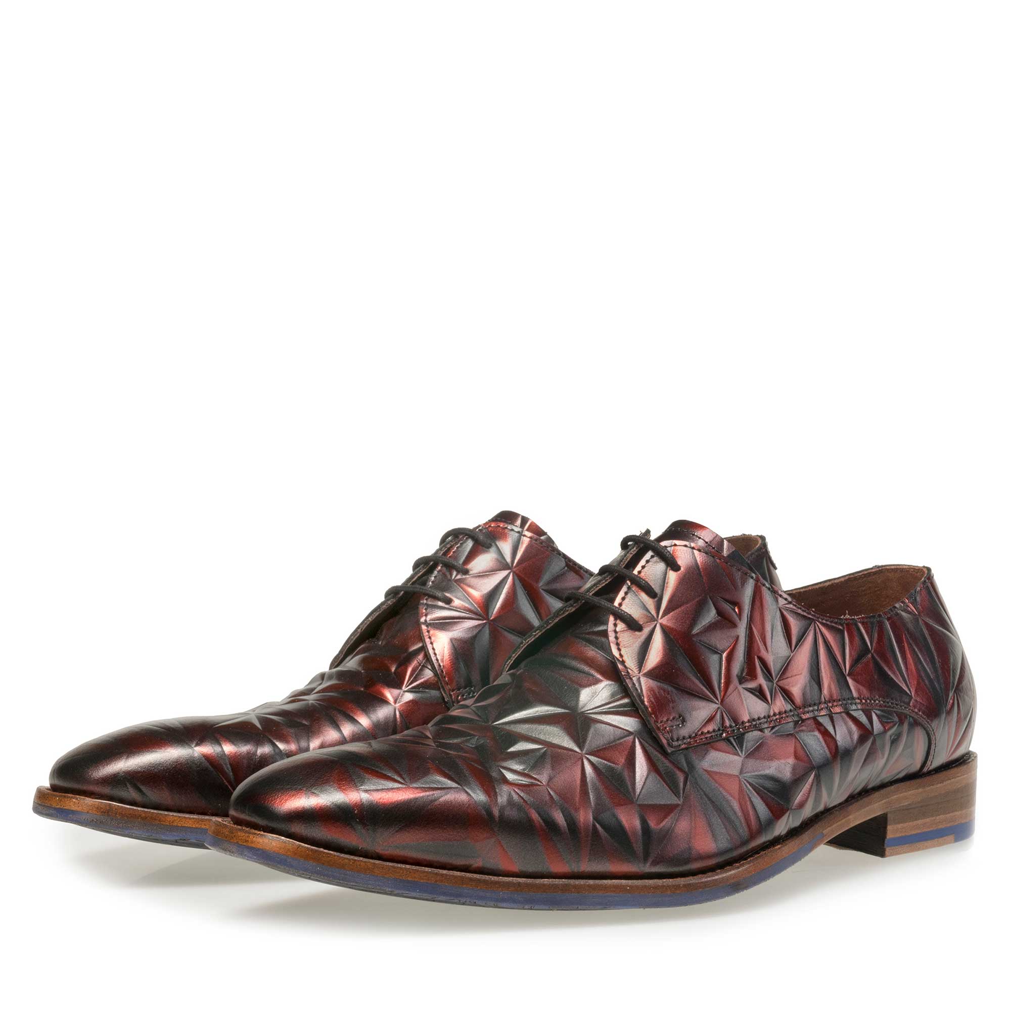 14237/01 - Floris van Bommel bordeauxroter Herren Leder Schnürschuh mit einem schwarzen Perlmutteffekt 14237/01 - Floris van Bommel bordeauxroter Herren Leder Schnürschuh mit einem schwarzen Perlmutteffekt
