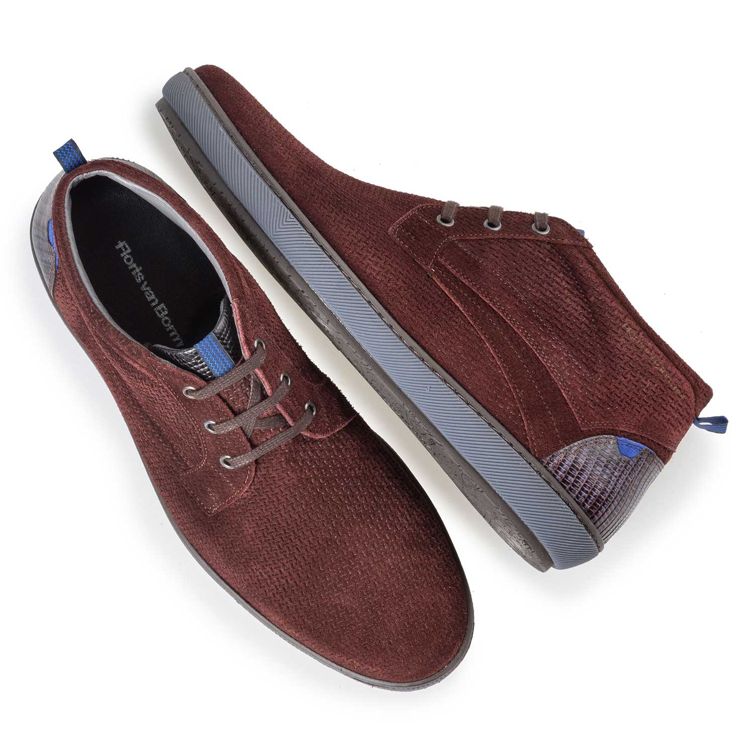 10074/00 - Bordeauxroter Schnürstiefel aus Kalbswildleder 10074/00 - Bordeauxroter Schnürstiefel aus Kalbswildleder