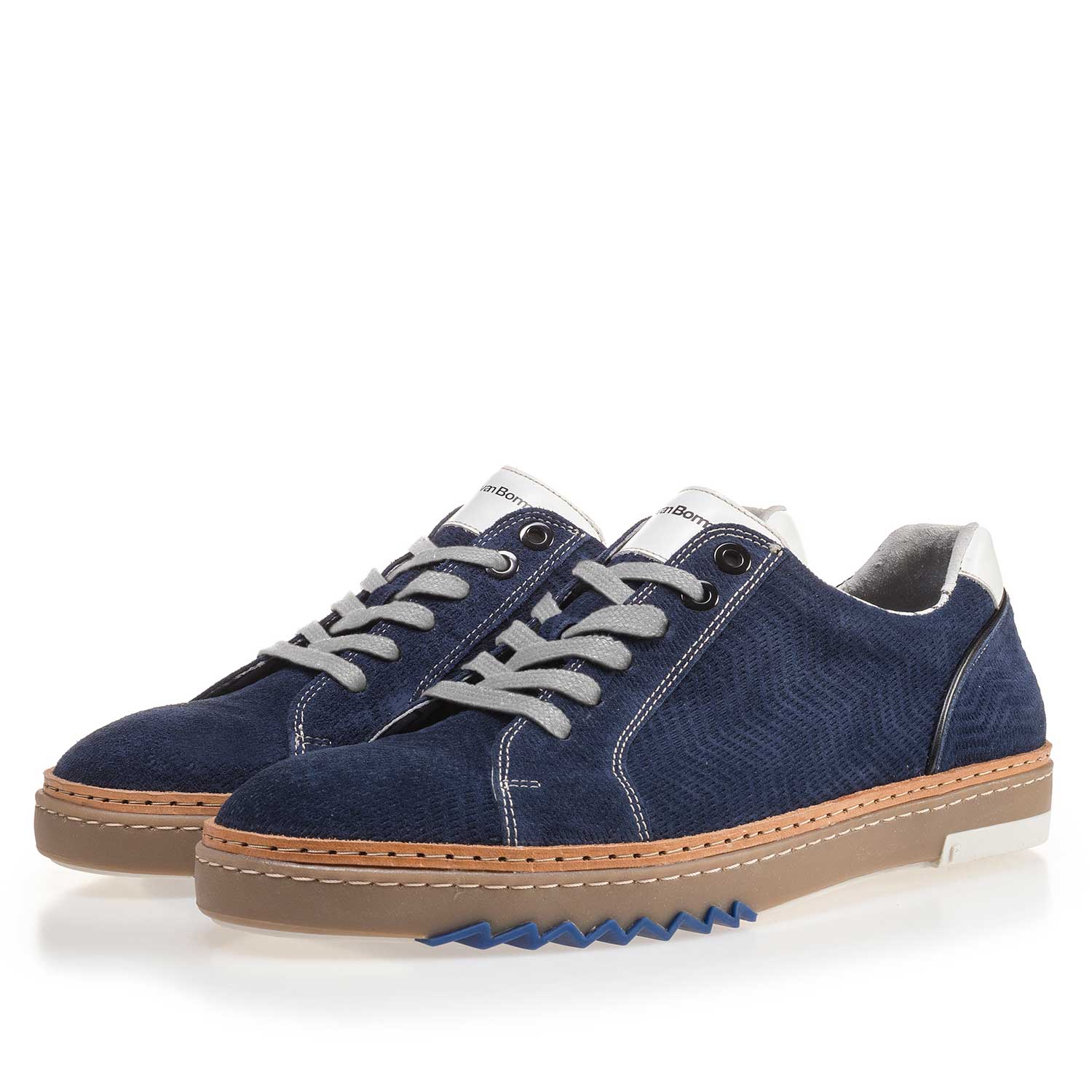 14057/04 - Blauer, gemusterter Wildleder Sneaker 14057/04 - Blauer, gemusterter Wildleder Sneaker
