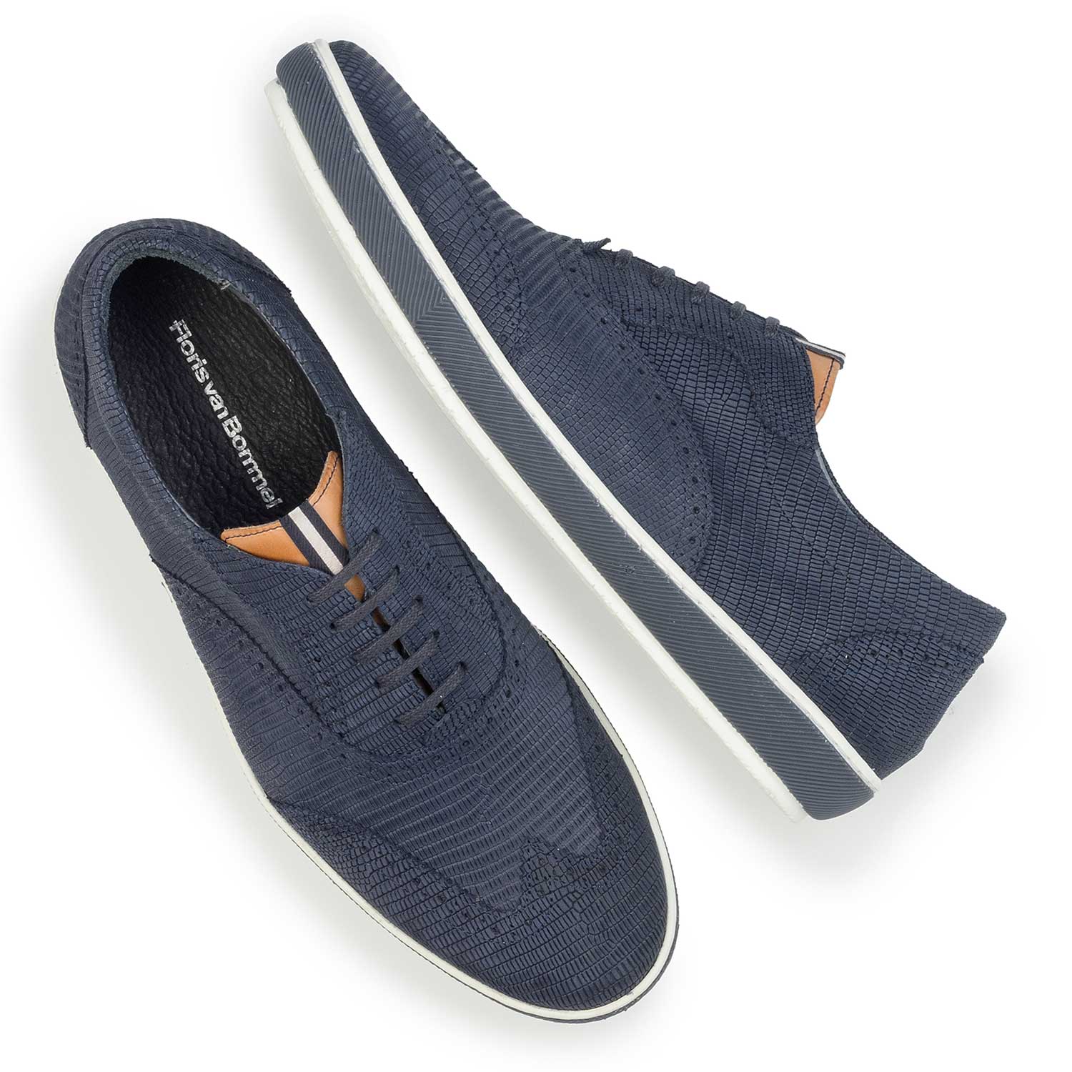19036/34 - Blauer Brogue Nubukleder Sneaker 19036/34 - Blauer Brogue Nubukleder Sneaker