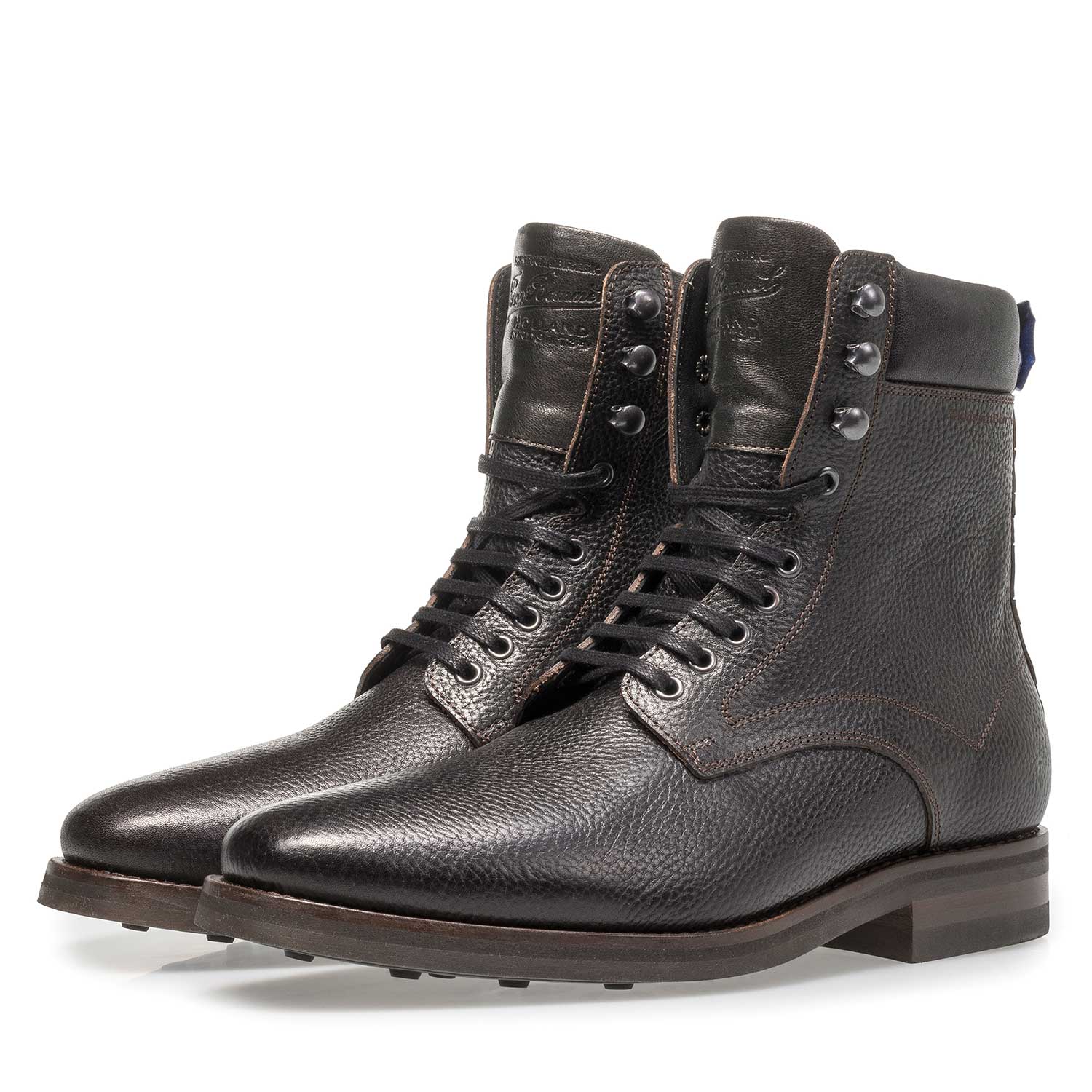 10658/14 - Schwarzer Kalbsleder-Schnürstiefel mit Print 10658/14 - Schwarzer Kalbsleder-Schnürstiefel mit Print
