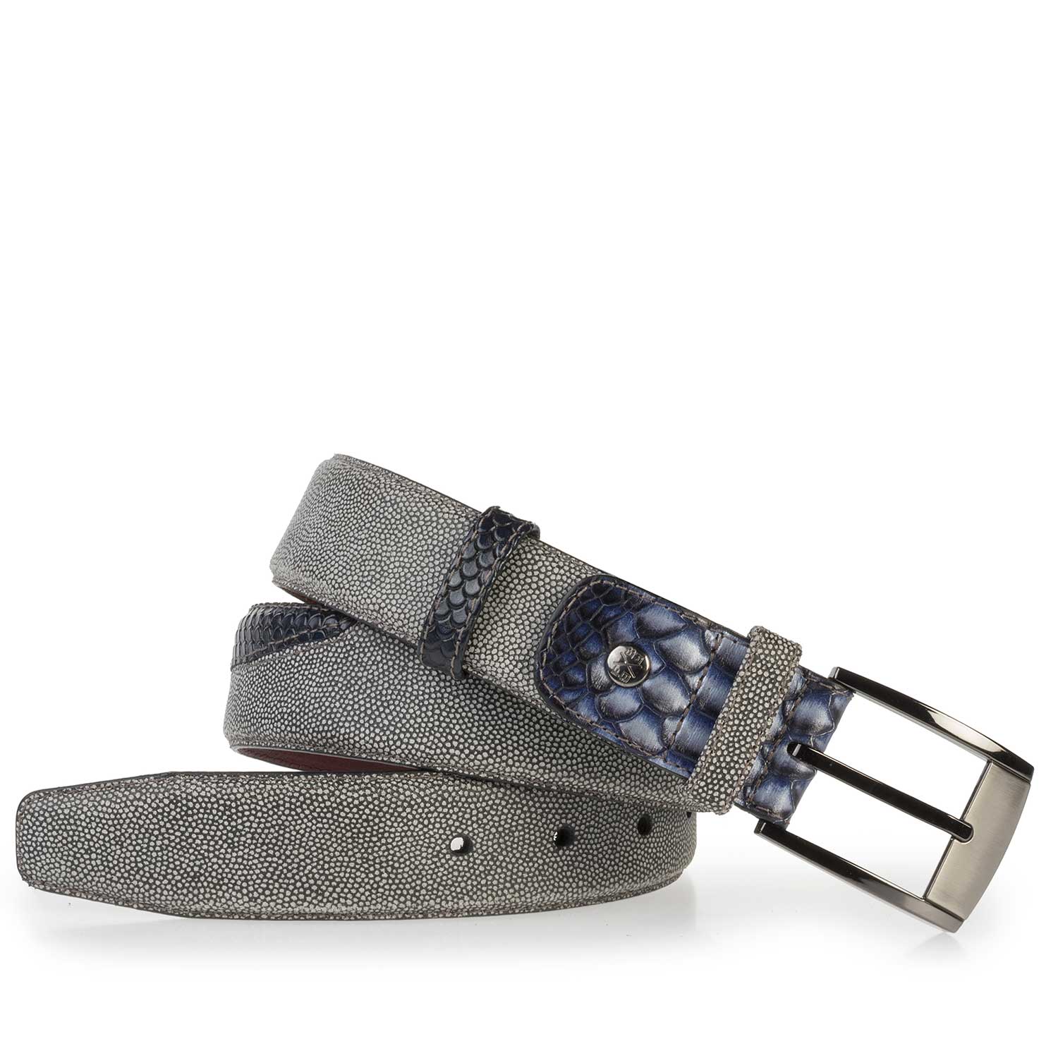 75176/11 - Grey patterned suede leather belt 75176/11 - Grey patterned suede leather belt