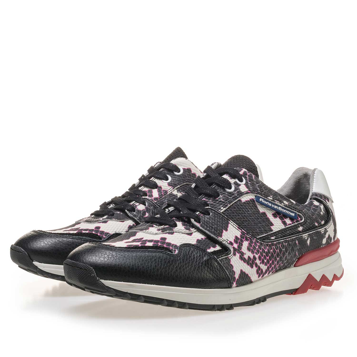 16270/00 - Weißer Leder Sneaker mit schwarzem Schlangenprint 16270/00 - Weißer Leder Sneaker mit schwarzem Schlangenprint