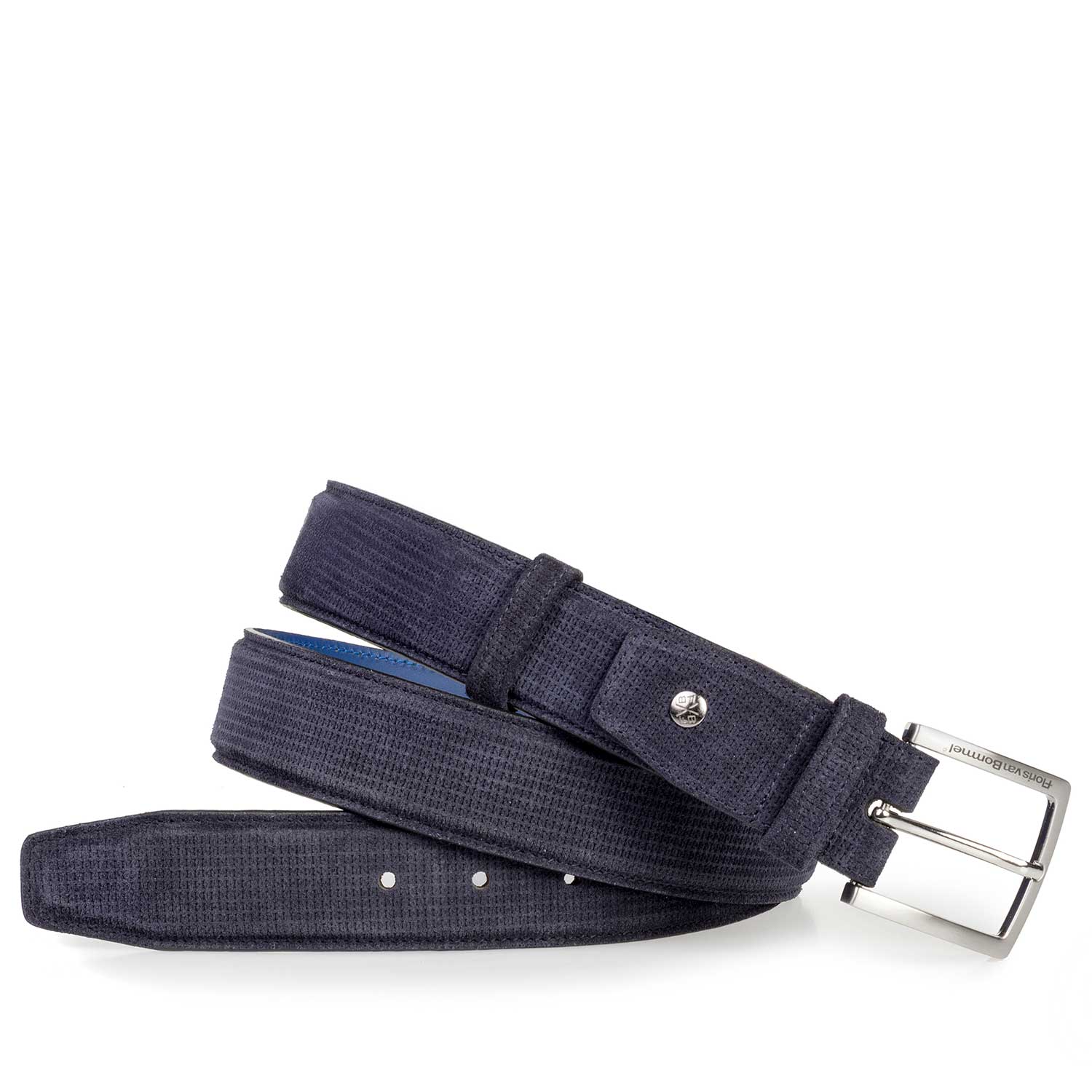 75181/09 - Blauer, gemusterter Gürtel aus Wildleder 75181/09 - Blauer, gemusterter Gürtel aus Wildleder
