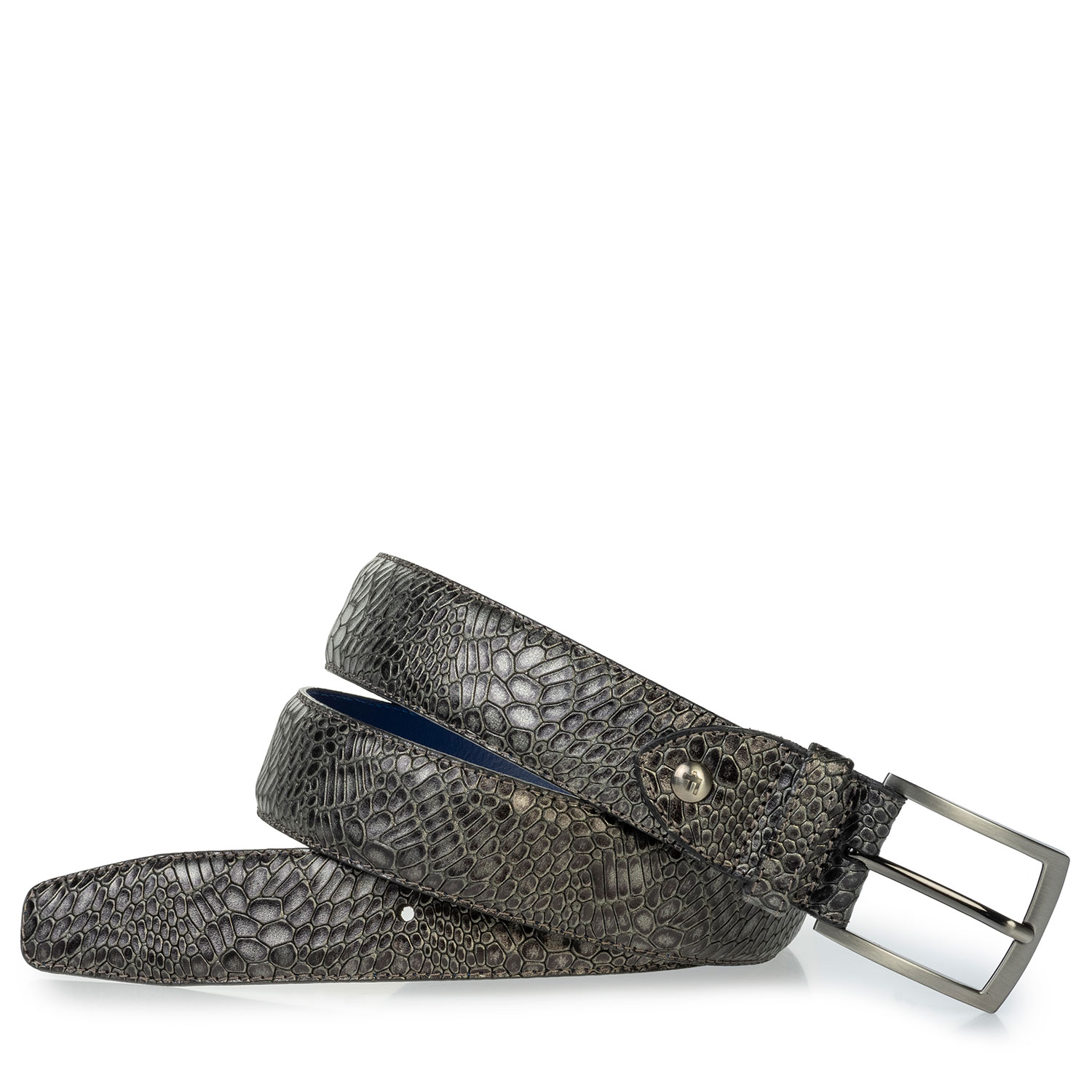 75203/18 - Leather belt metallic print grey 75203/18 - Leather belt metallic print grey