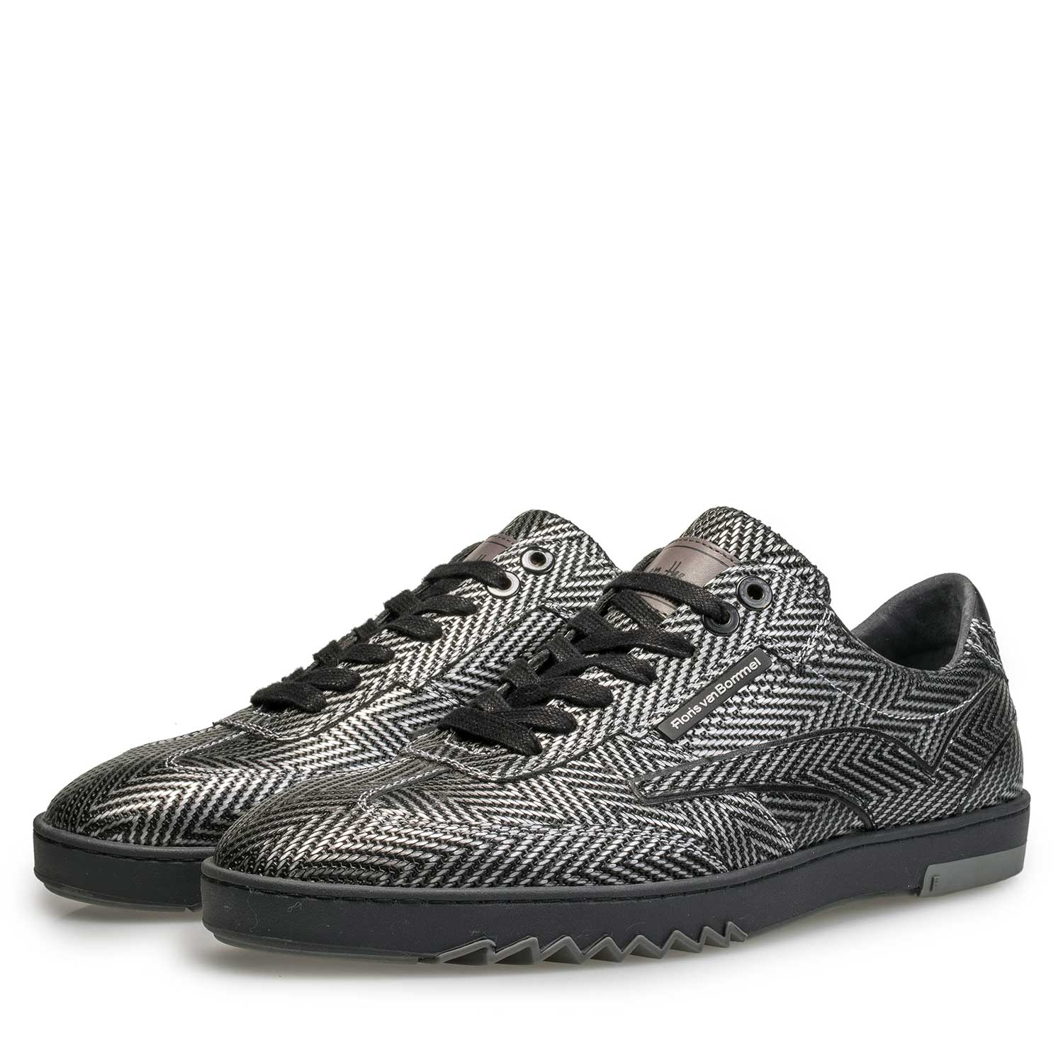 16074/34 - Premium Kalbsleder Sneaker mit Metallic-Fischgrätenmuster 16074/34 - Premium Kalbsleder Sneaker mit Metallic-Fischgrätenmuster