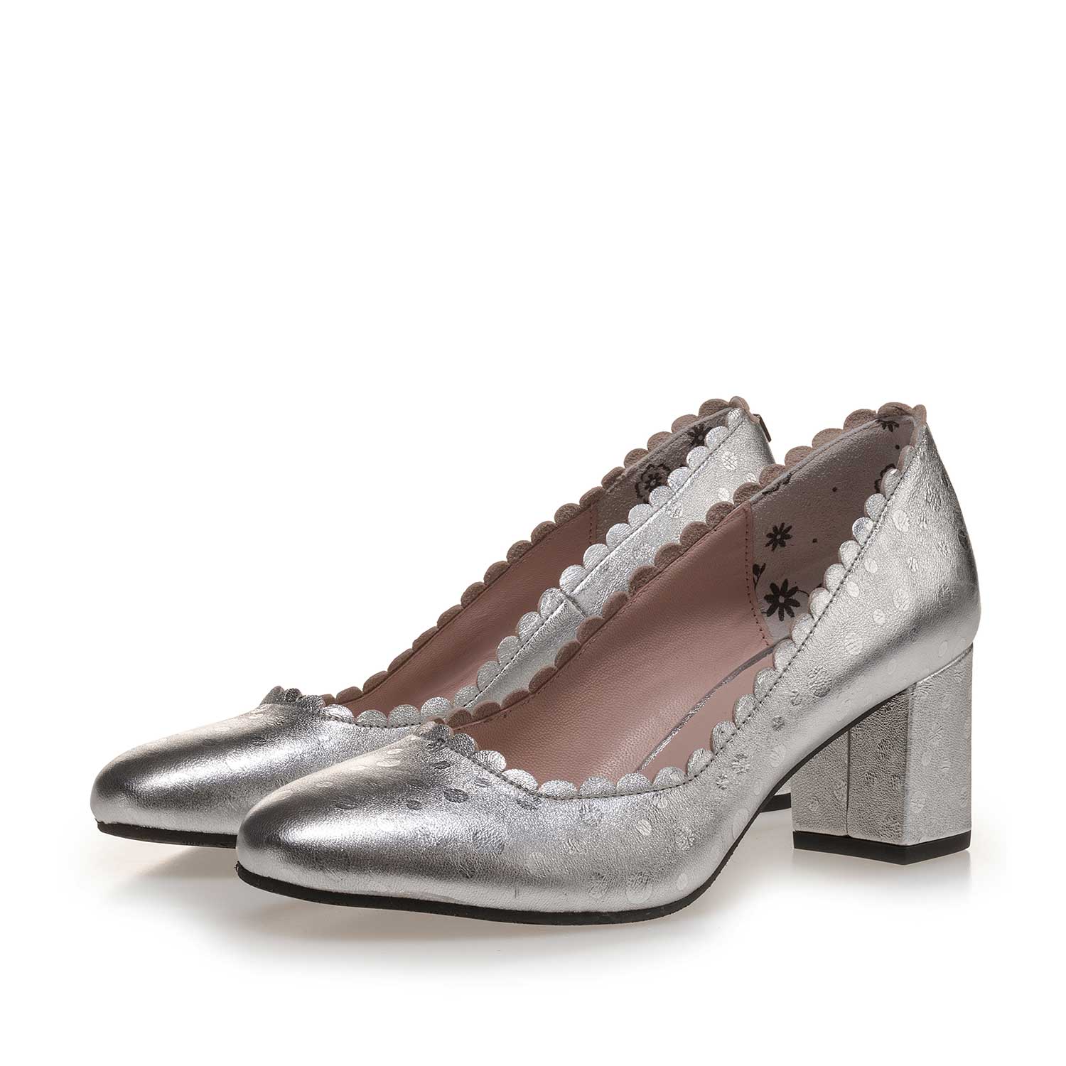 85226/02 - Silver-coloured patterned leather pumps 85226/02 - Silver-coloured patterned leather pumps