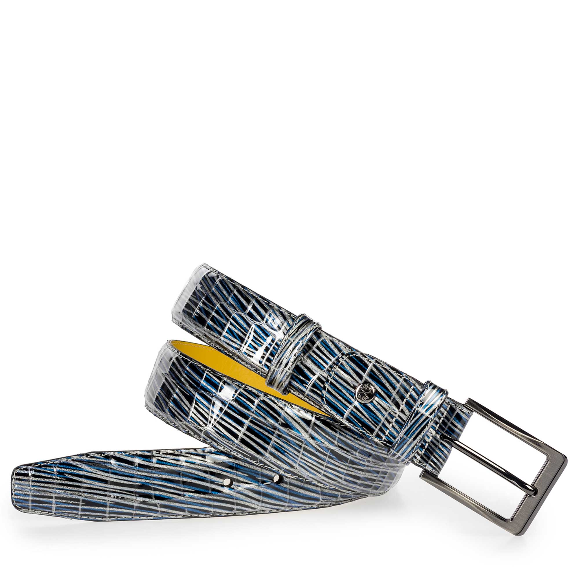 75182/05 - Blue patent leather belt with print 75182/05 - Blue patent leather belt with print
