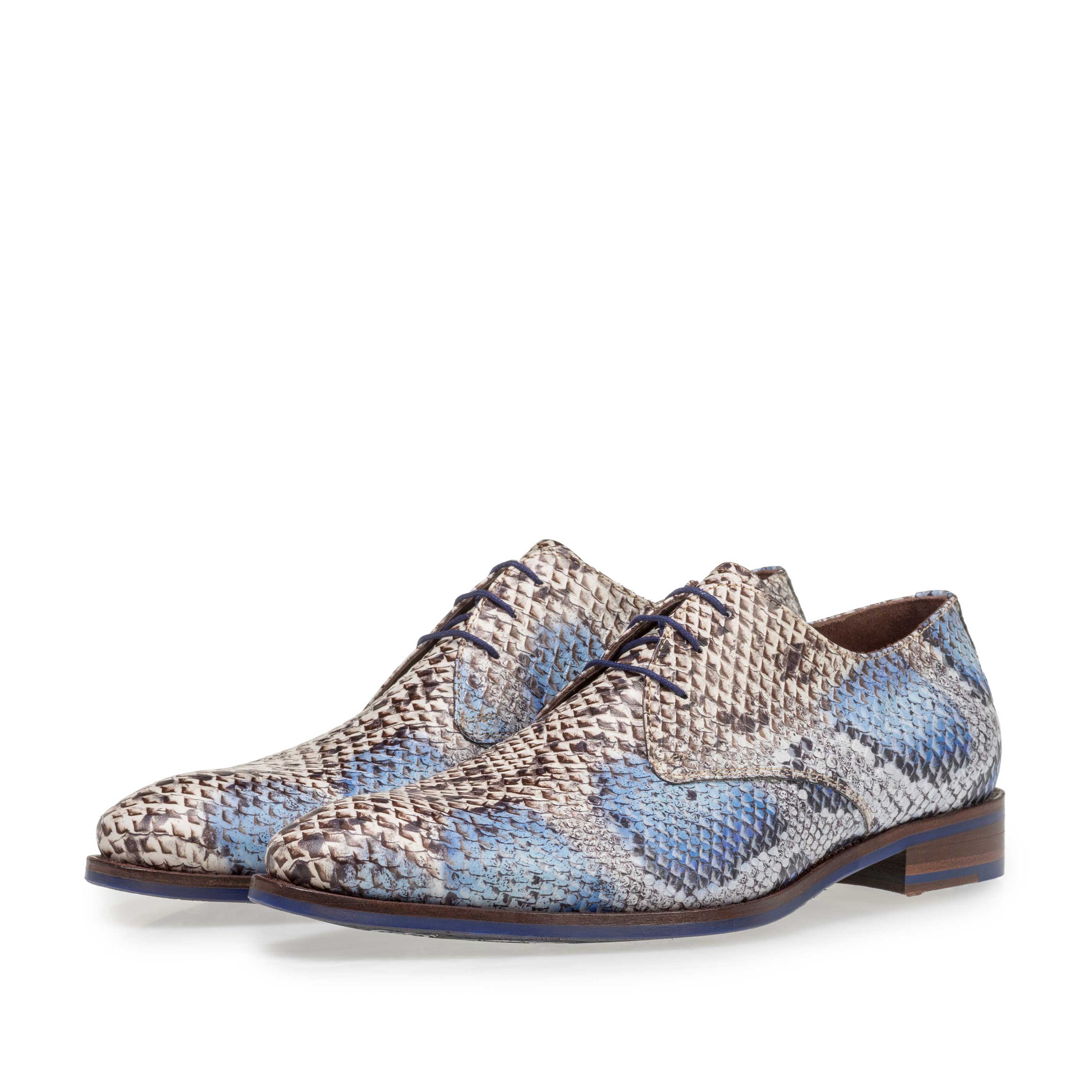 18224/00 - Premium Schnürschuh mit blauem Schlangenprint 18224/00 - Premium Schnürschuh mit blauem Schlangenprint
