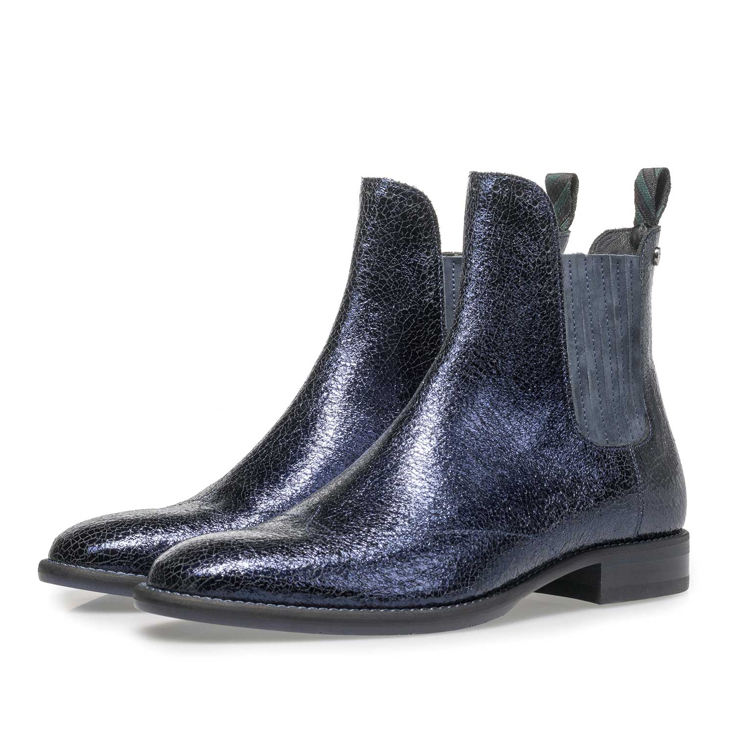 85601/03 - Dunkelblauer Leder Chelsea Boot mit Metallic-Print 85601/03 - Dunkelblauer Leder Chelsea Boot mit Metallic-Print