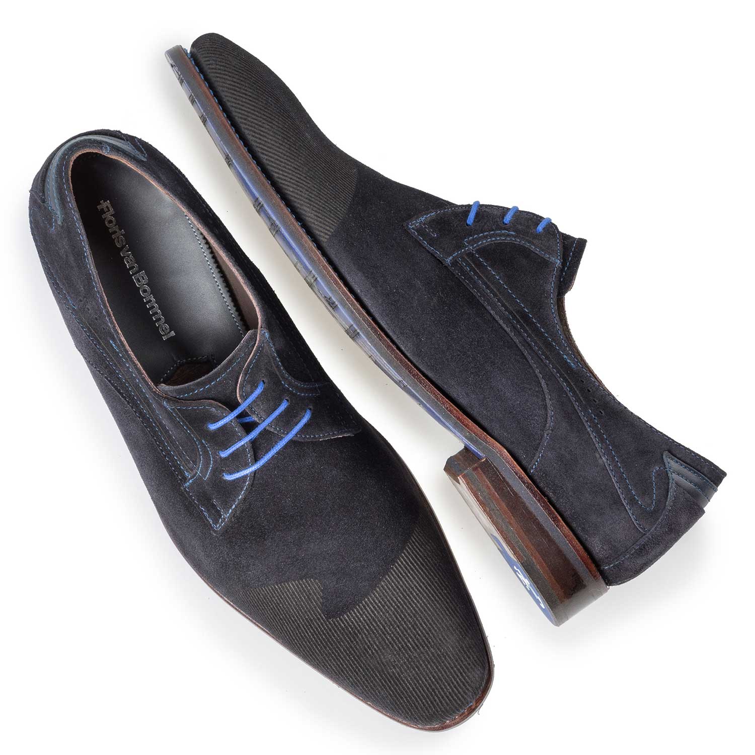 18073/04 - Dark blue printed suede leather lace shoe 18073/04 - Dark blue printed suede leather lace shoe