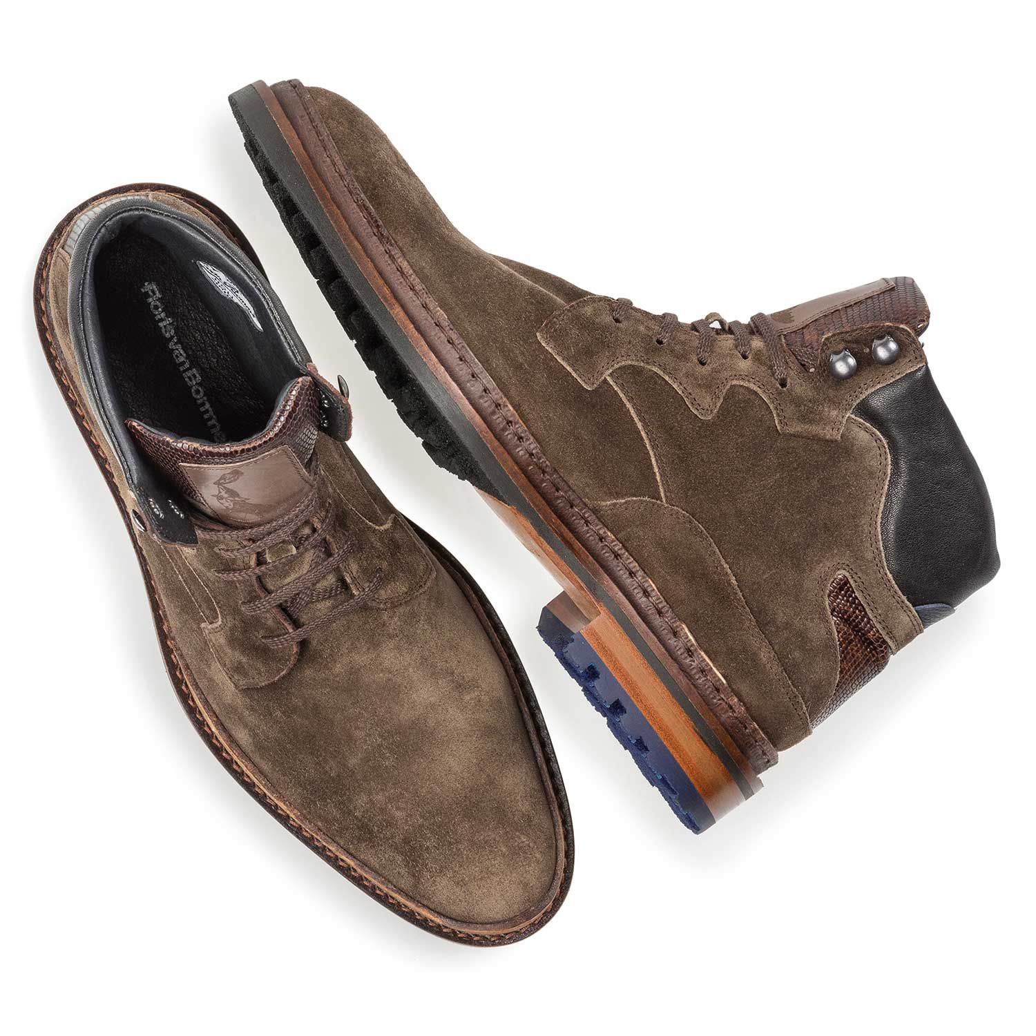 10503/01 - Dunkler taupefarbener Wildleder-Schnürstiefel 10503/01 - Dunkler taupefarbener Wildleder-Schnürstiefel