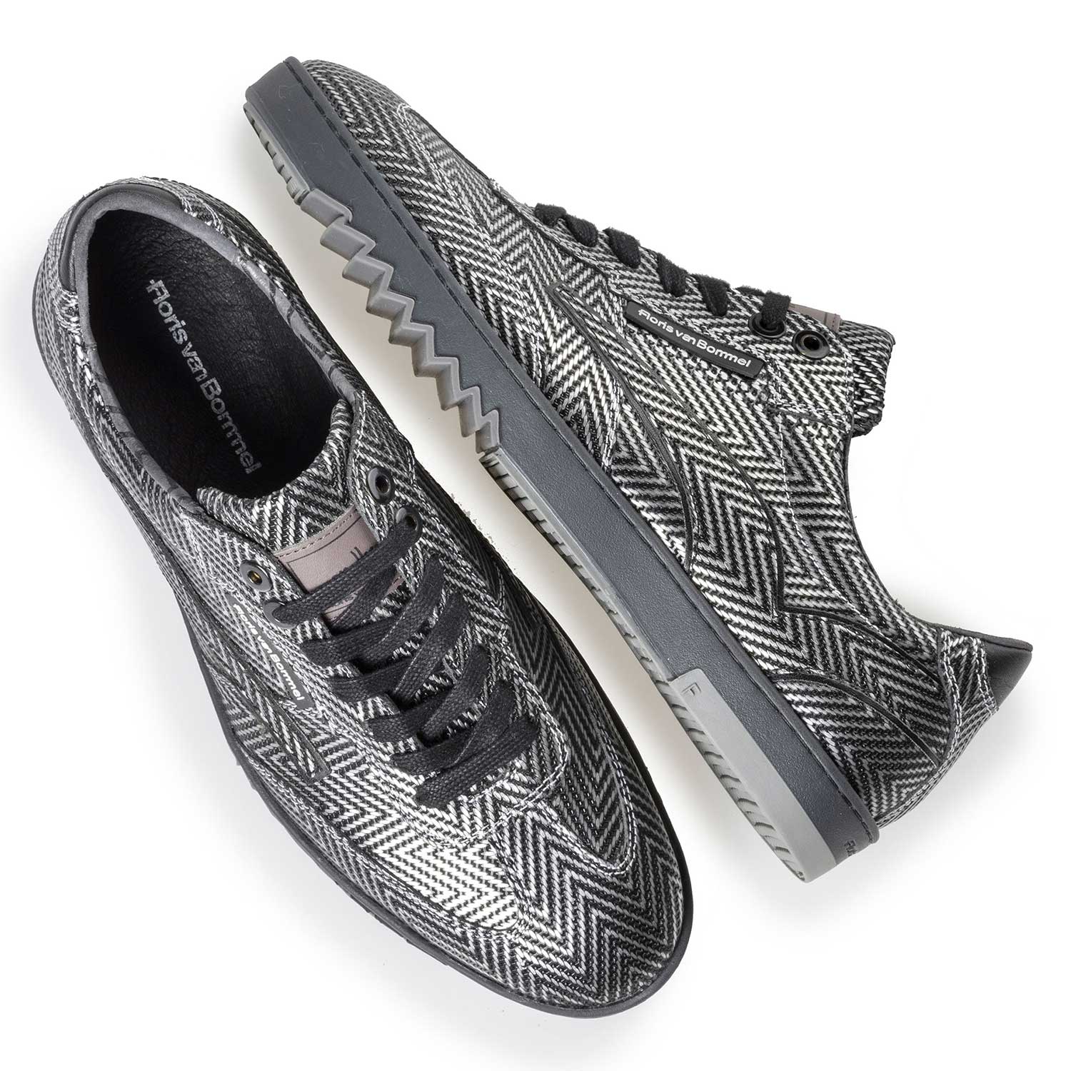 16074/34 - Premium Kalbsleder Sneaker mit Metallic-Fischgrätenmuster 16074/34 - Premium Kalbsleder Sneaker mit Metallic-Fischgrätenmuster