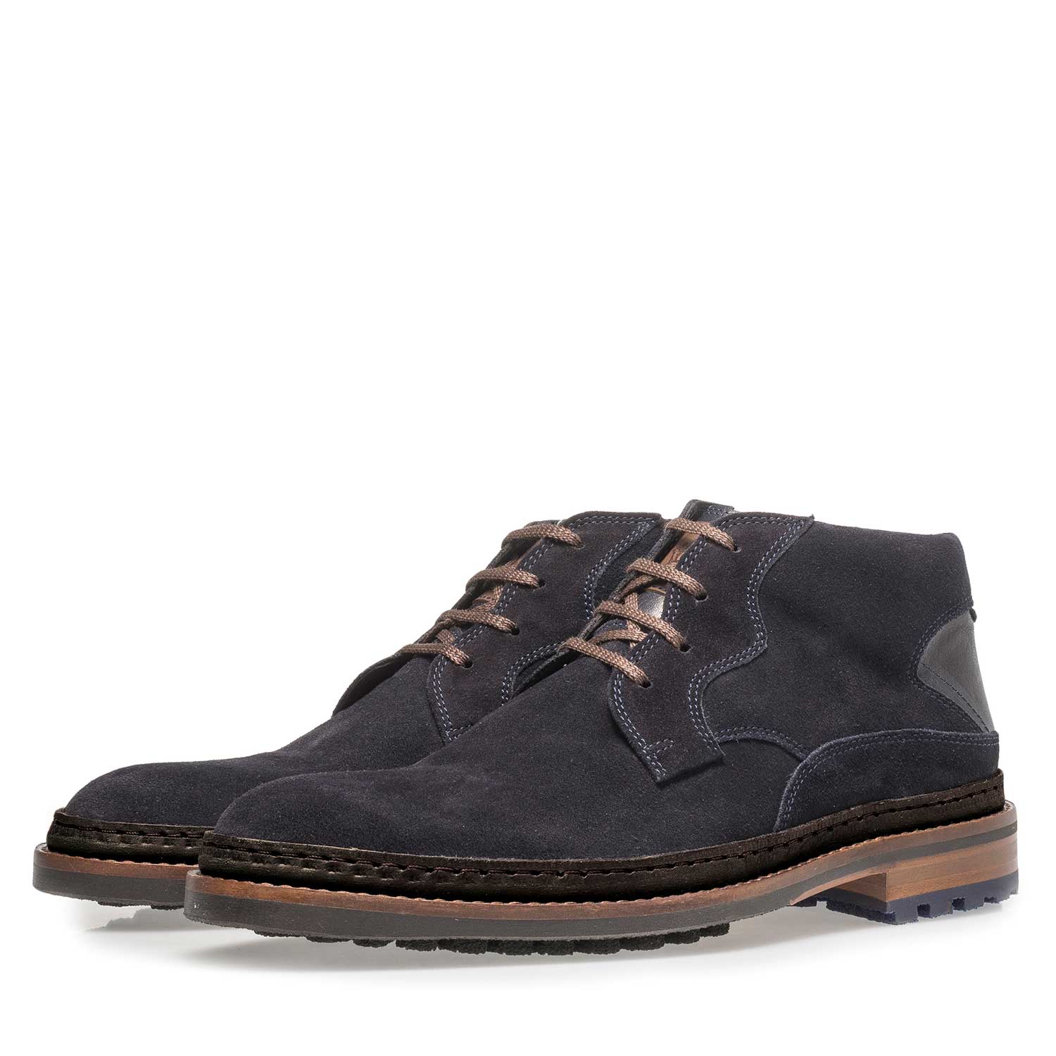 10509/02 - Dunkelblauer Wildleder-Schnürstiefel 10509/02 - Dunkelblauer Wildleder-Schnürstiefel