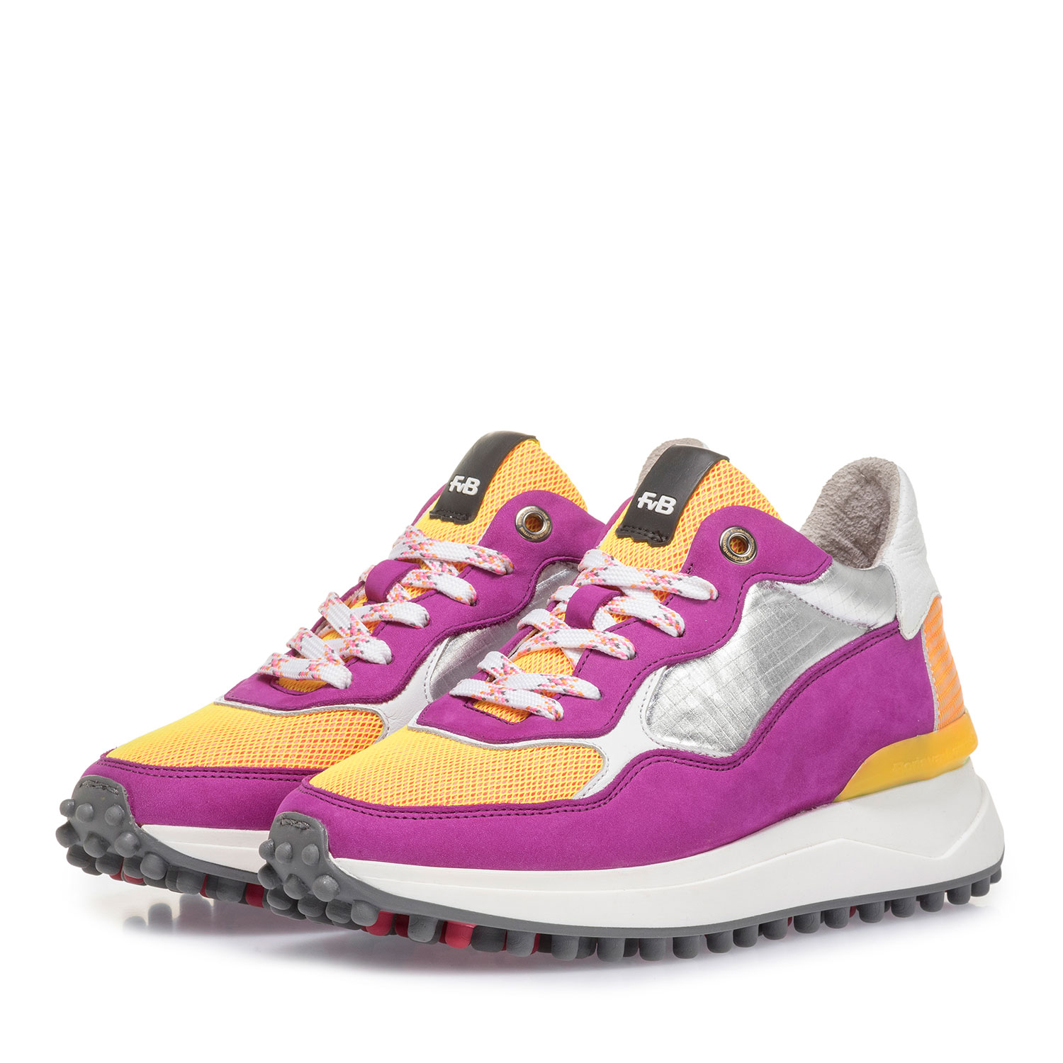 85307/02 - Violetter Nubukleder-Sneaker mit gelben Details 85307/02 - Violetter Nubukleder-Sneaker mit gelben Details