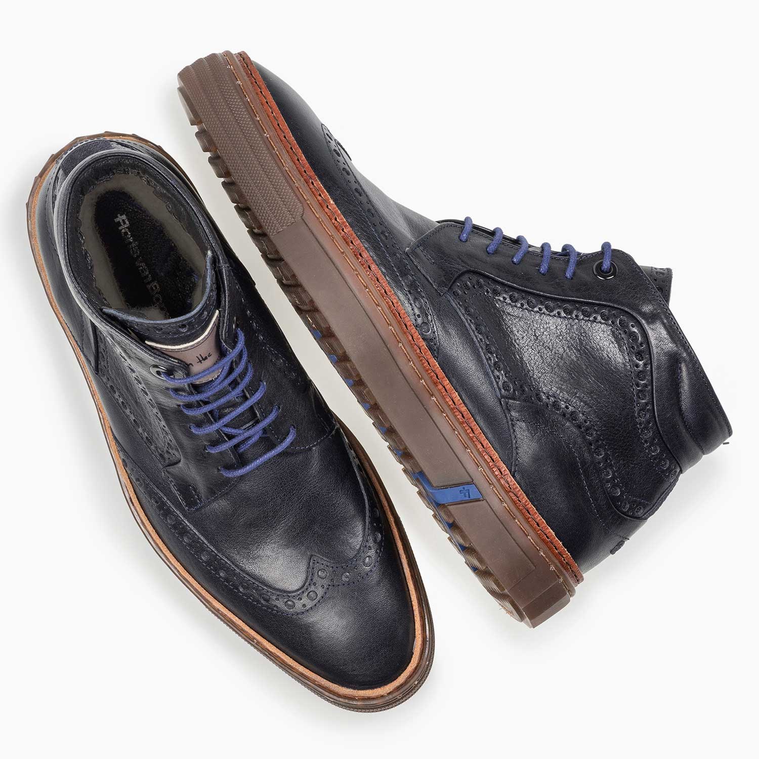 10080/12 - Dark blue calf leather lace boot 10080/12 - Dark blue calf leather lace boot