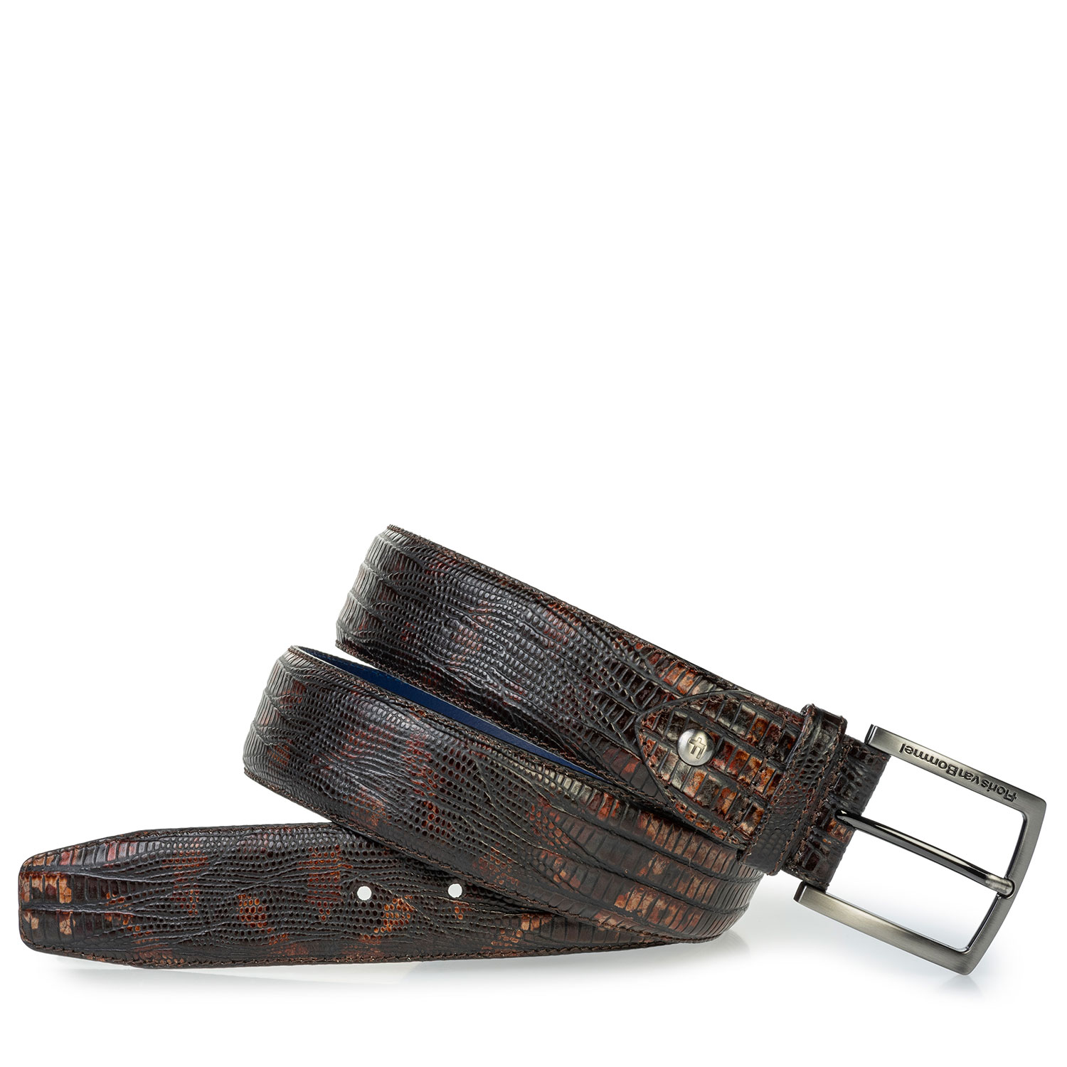 75202/70 - Leather belt lizard print cognac 75202/70 - Leather belt lizard print cognac