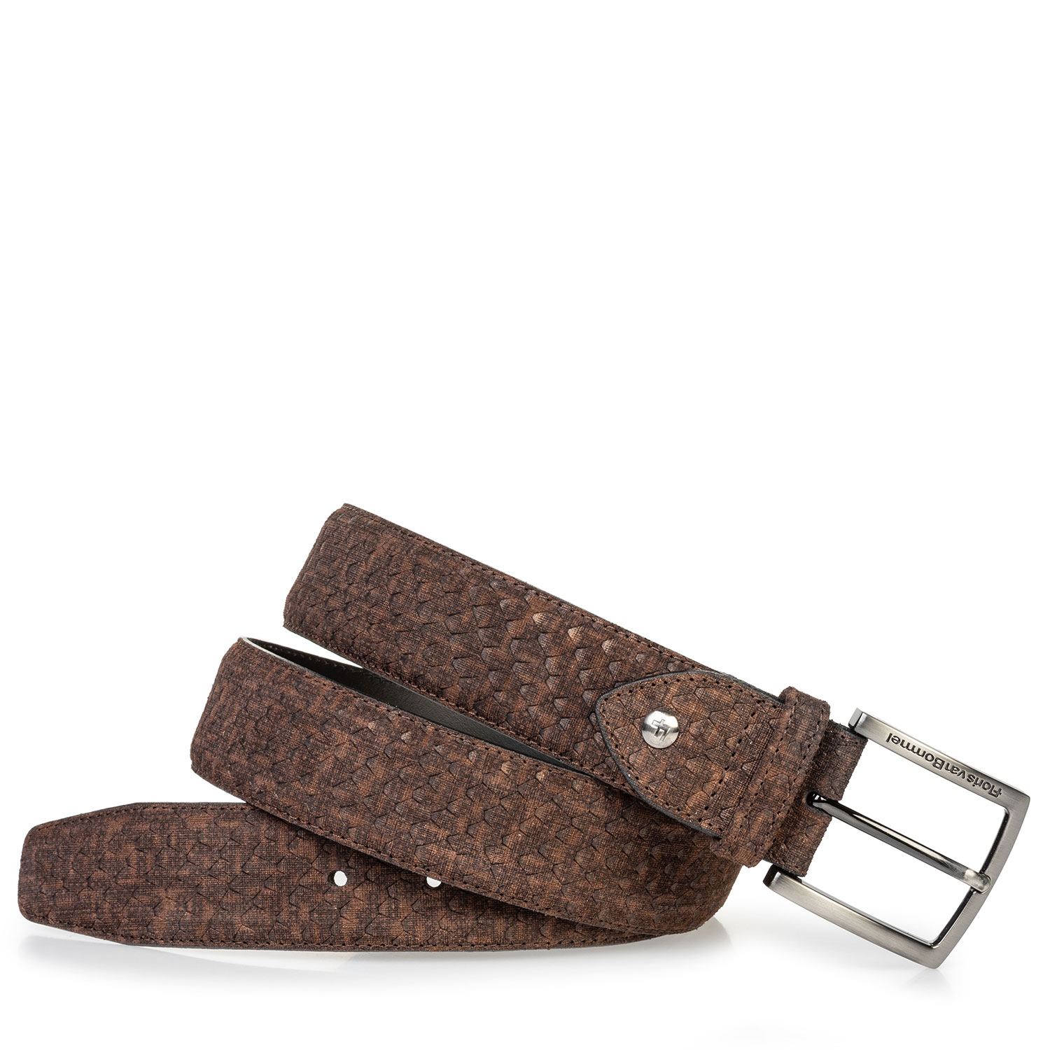 75204/07 - Suede leather belt dark brown with print 75204/07 - Suede leather belt dark brown with print