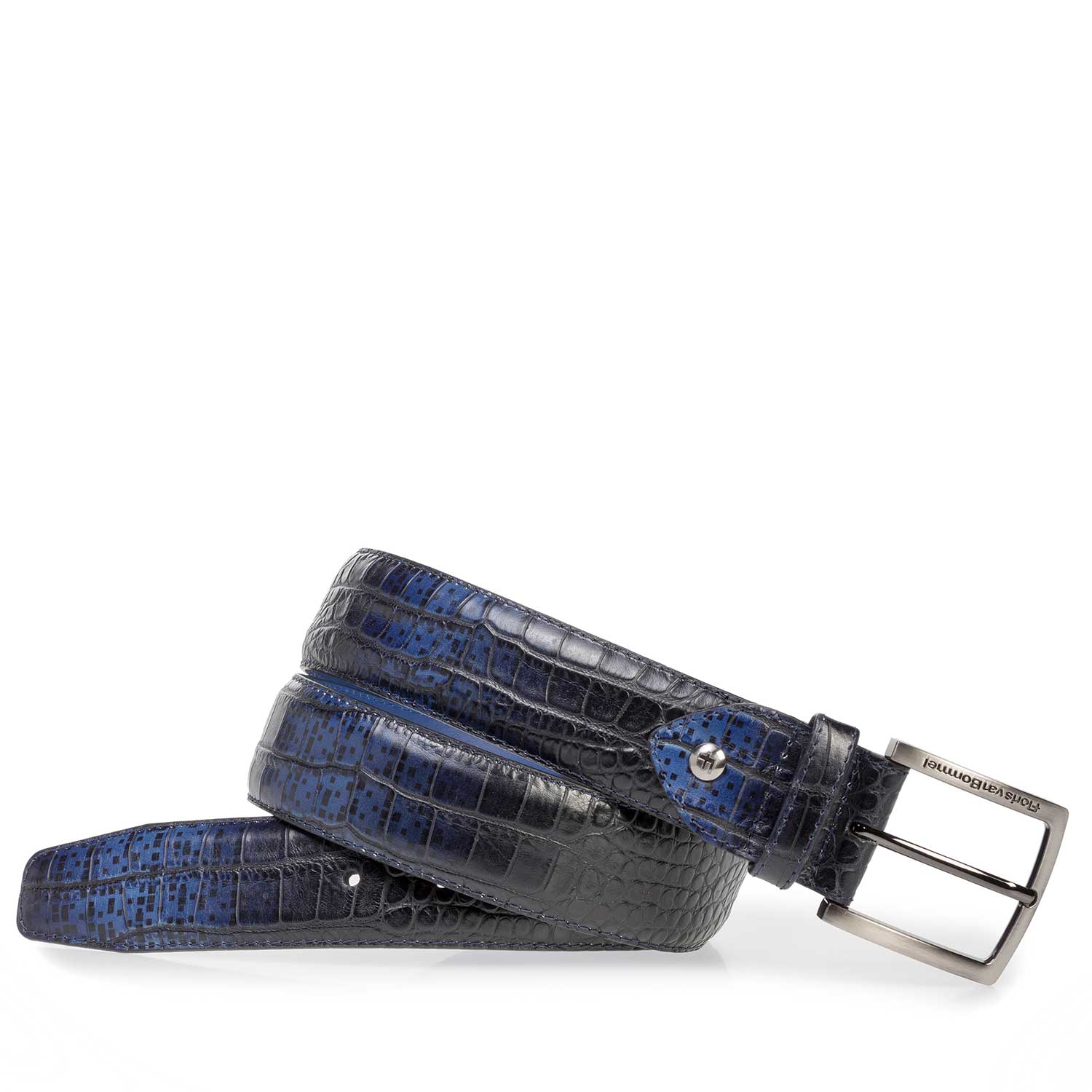 75202/26 - Premium blue croco leather belt 75202/26 - Premium blue croco leather belt