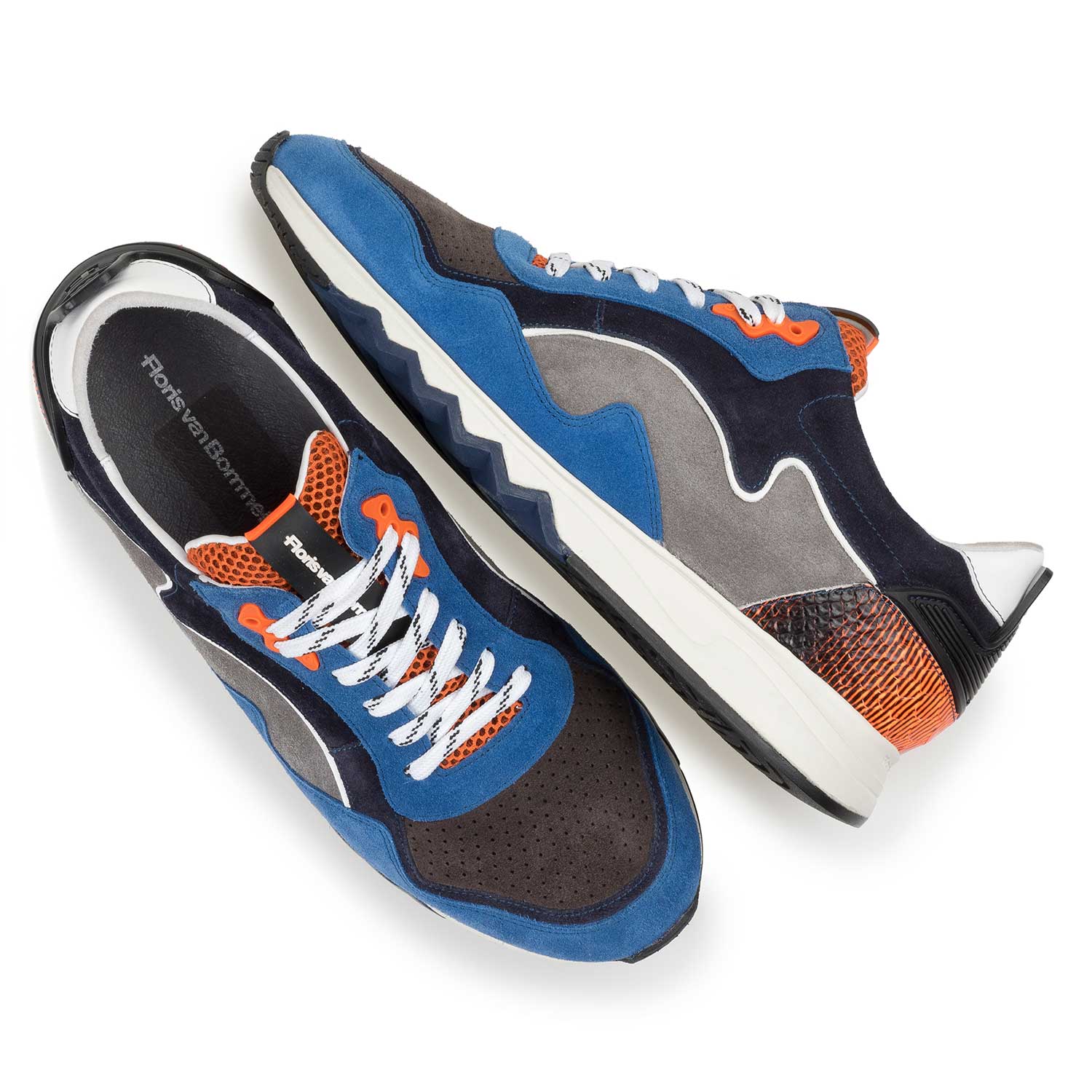 16092/05 - Blau-oranger Wildleder-Sneaker 16092/05 - Blau-oranger Wildleder-Sneaker