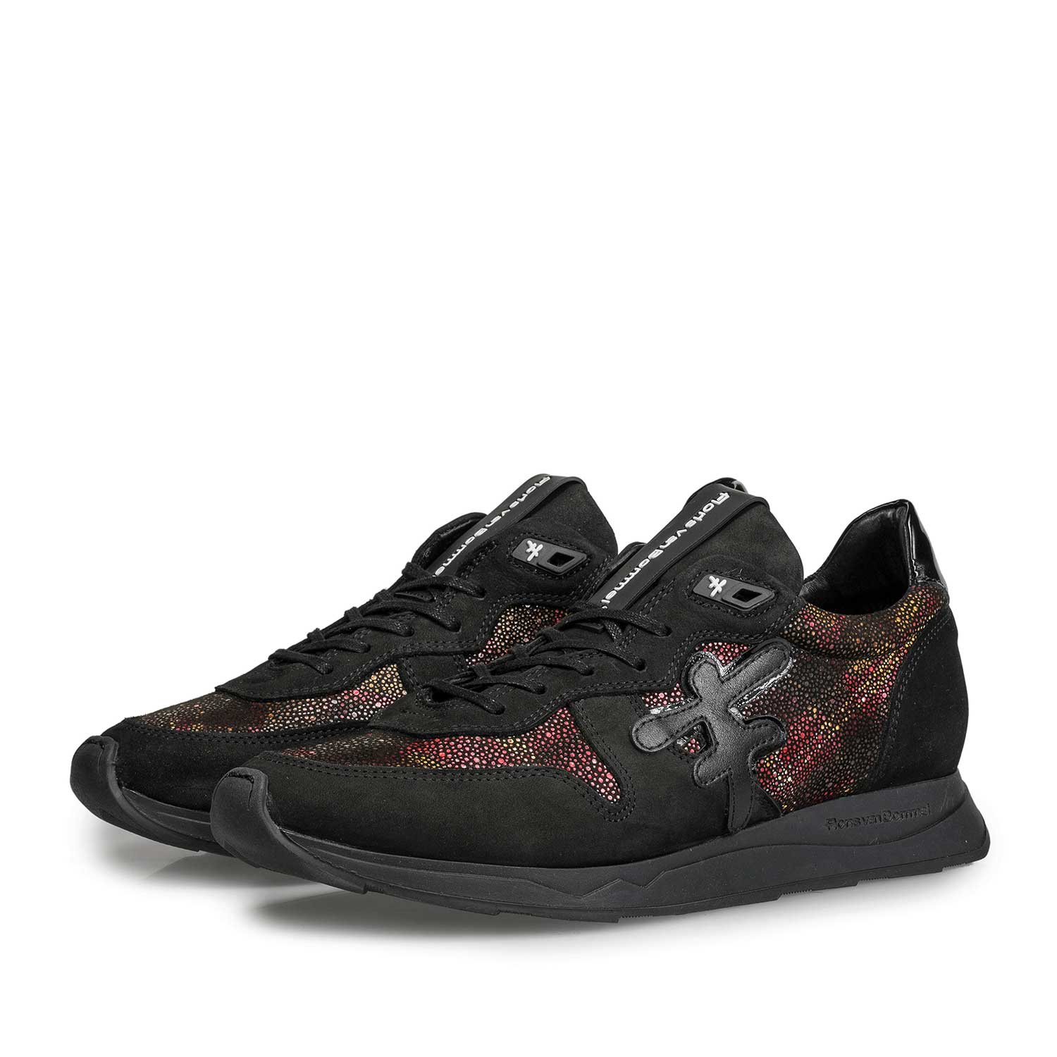 85255/05 - Schwarzer Leder-Sneaker mit Karomuster 85255/05 - Schwarzer Leder-Sneaker mit Karomuster