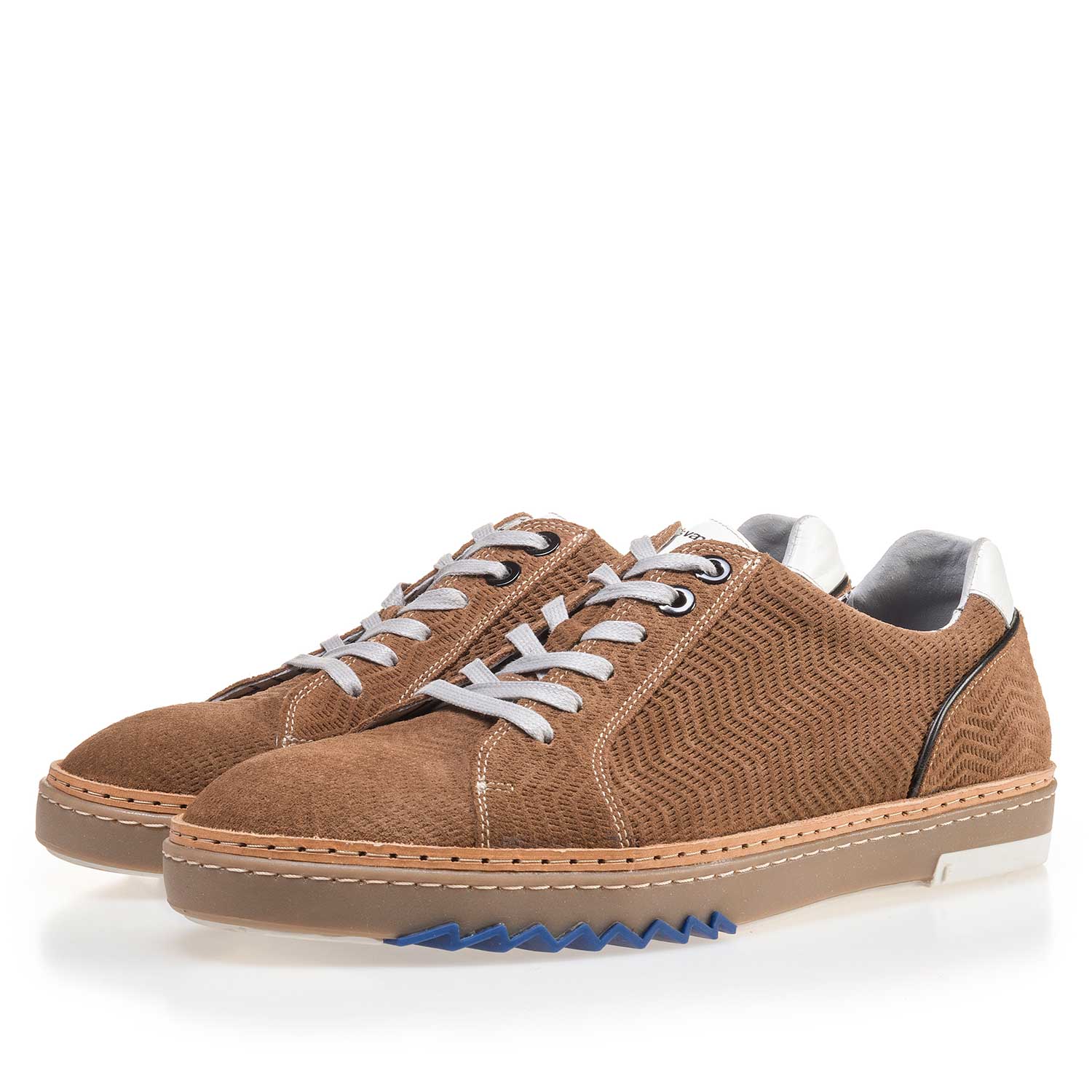 14057/06 - Cognacfarbener, gemusterter Leder Sneaker 14057/06 - Cognacfarbener, gemusterter Leder Sneaker