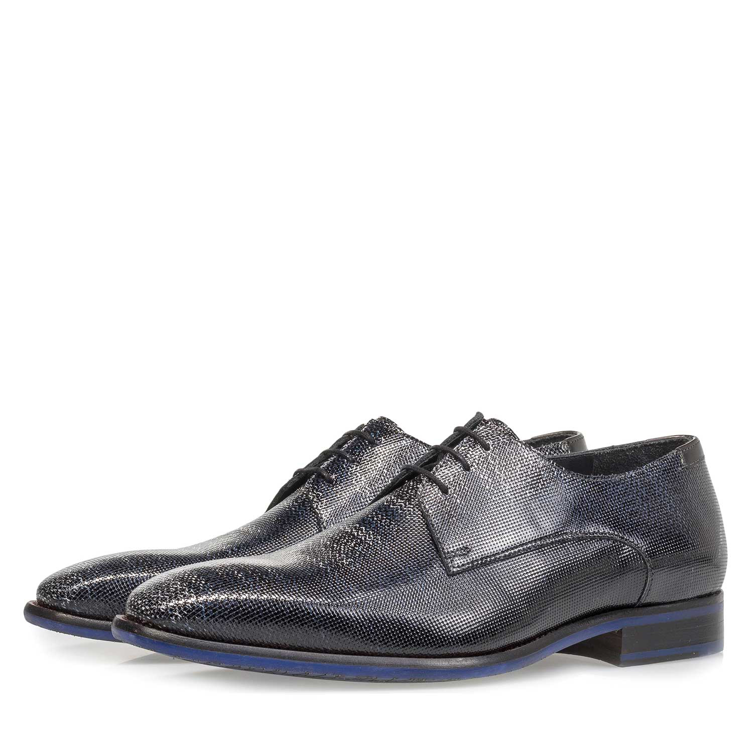 18097/04 - Premium blue printed patent leather lace shoe 18097/04 - Premium blue printed patent leather lace shoe