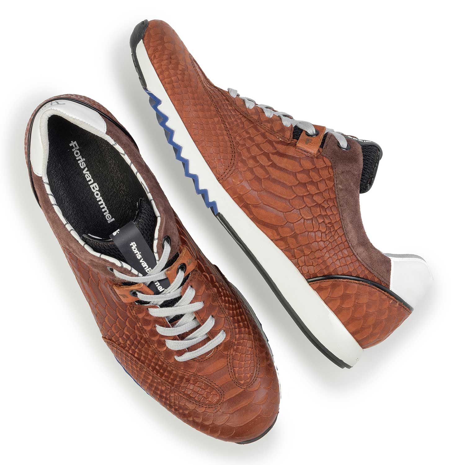 16219/03 - Cognacfarbener Sneaker mit Schlangenprint 16219/03 - Cognacfarbener Sneaker mit Schlangenprint