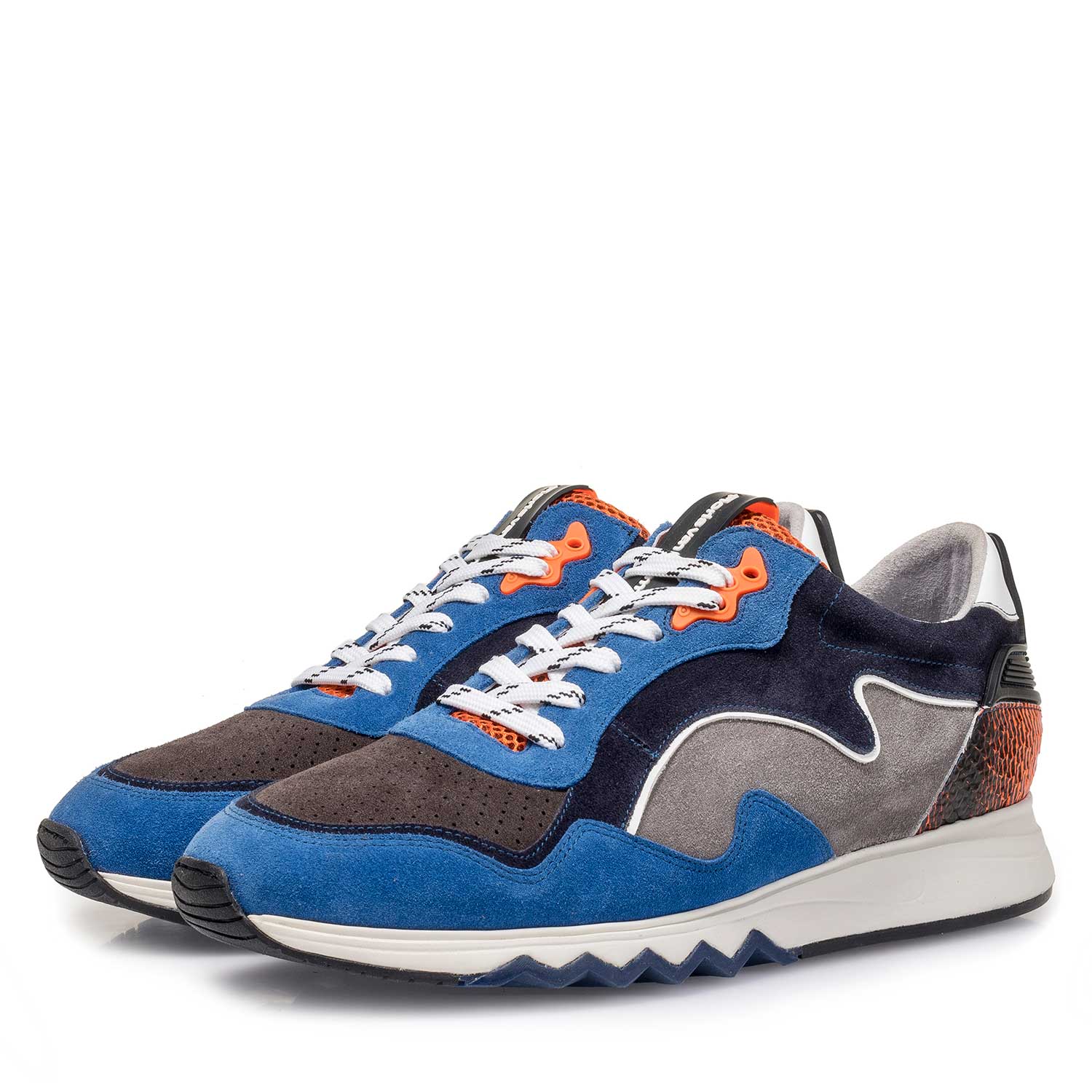 16092/05 - Blau-oranger Wildleder-Sneaker 16092/05 - Blau-oranger Wildleder-Sneaker
