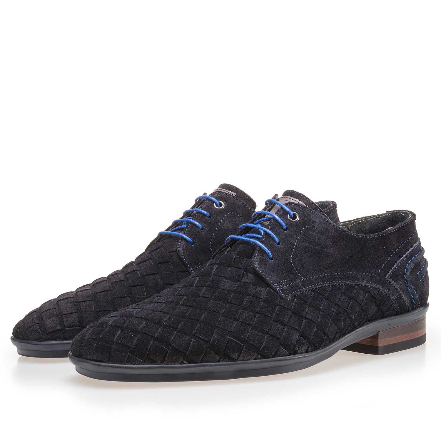 14058/00 - Dark blue braided leather lace shoe 14058/00 - Dark blue braided leather lace shoe