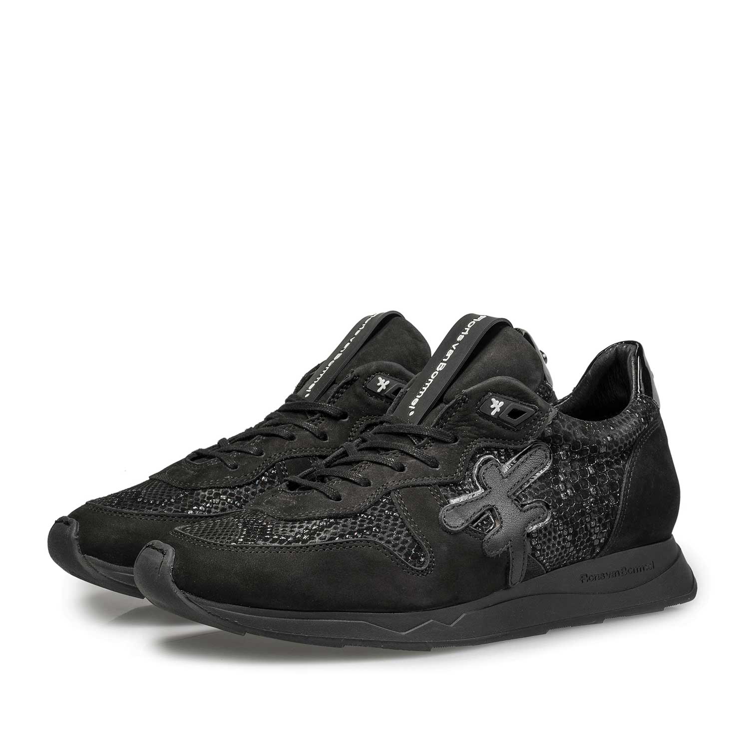 85255/03 - Schwarzer Leder-Sneaker mit Schlangenprint 85255/03 - Schwarzer Leder-Sneaker mit Schlangenprint