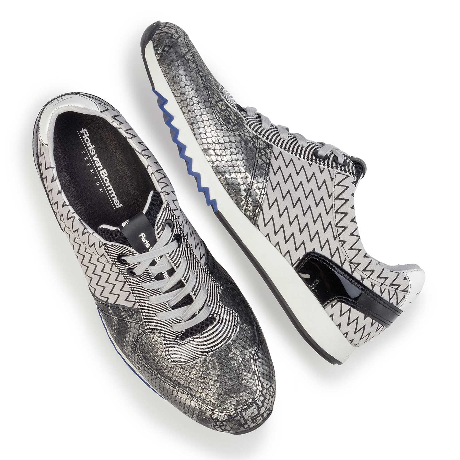 16204/01 - Grey patterned Premium leather sneaker 16204/01 - Grey patterned Premium leather sneaker