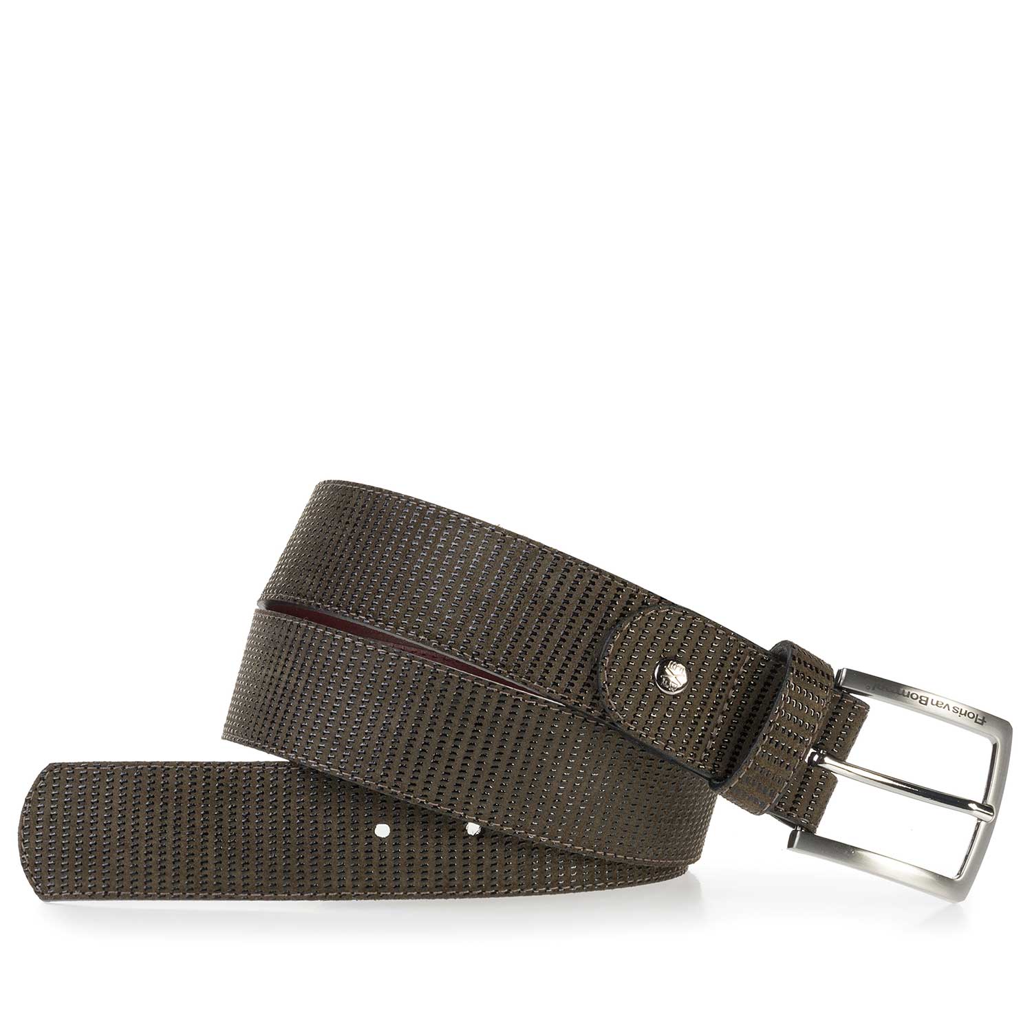 75184/00 - Olive green, printed suede leather belt 75184/00 - Olive green, printed suede leather belt