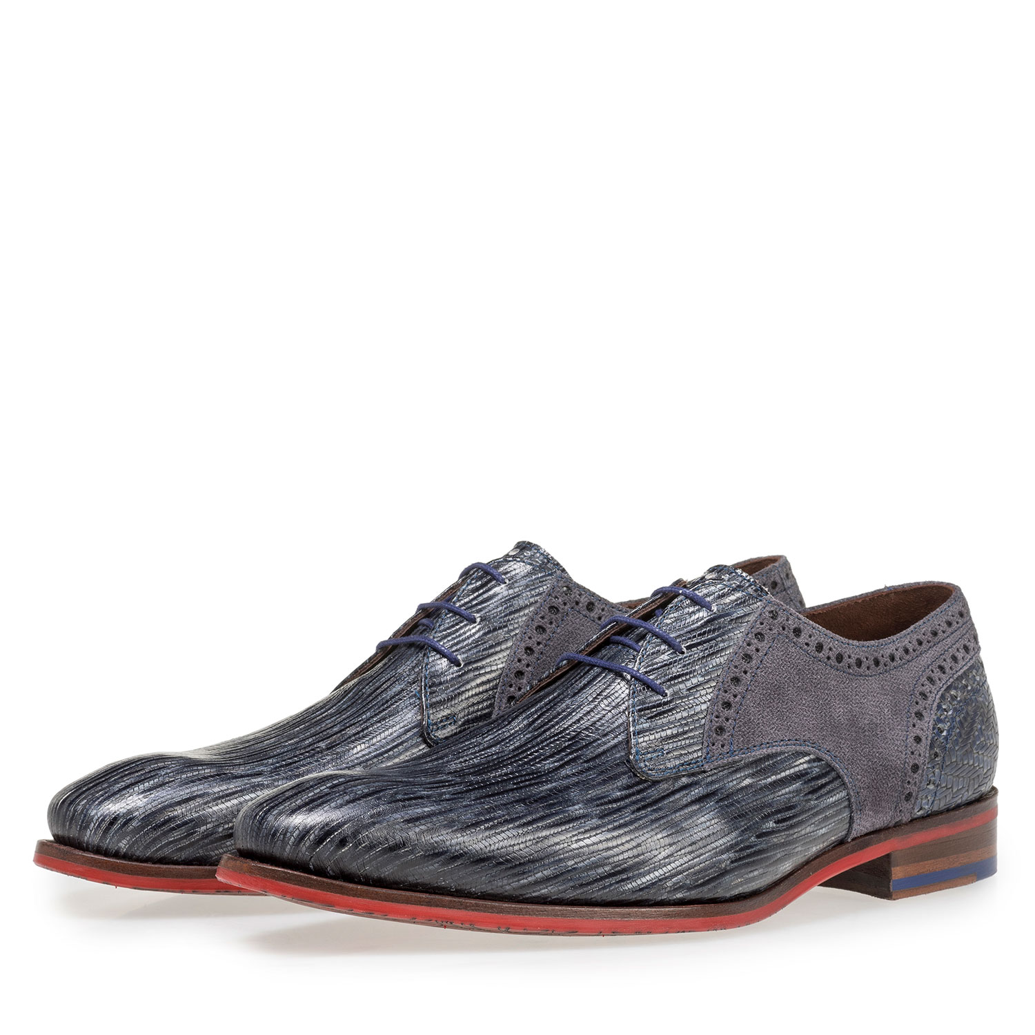 18107/08 - Grey and blue lace shoe with print 18107/08 - Grey and blue lace shoe with print