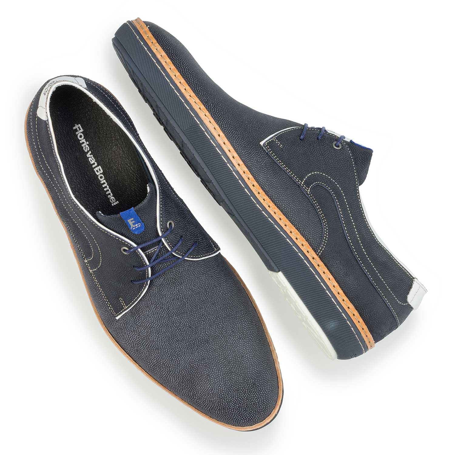 14020/00 - Blauer gemusterter Wildleder Schnürschuh 14020/00 - Blauer gemusterter Wildleder Schnürschuh