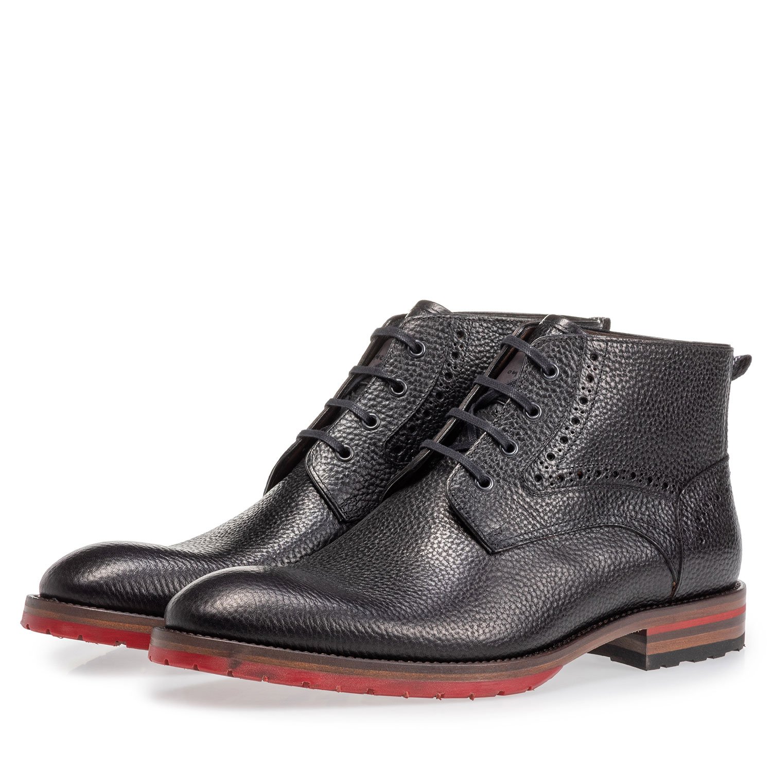 10317/26 - Lace boot structured leather black 10317/26 - Lace boot structured leather black