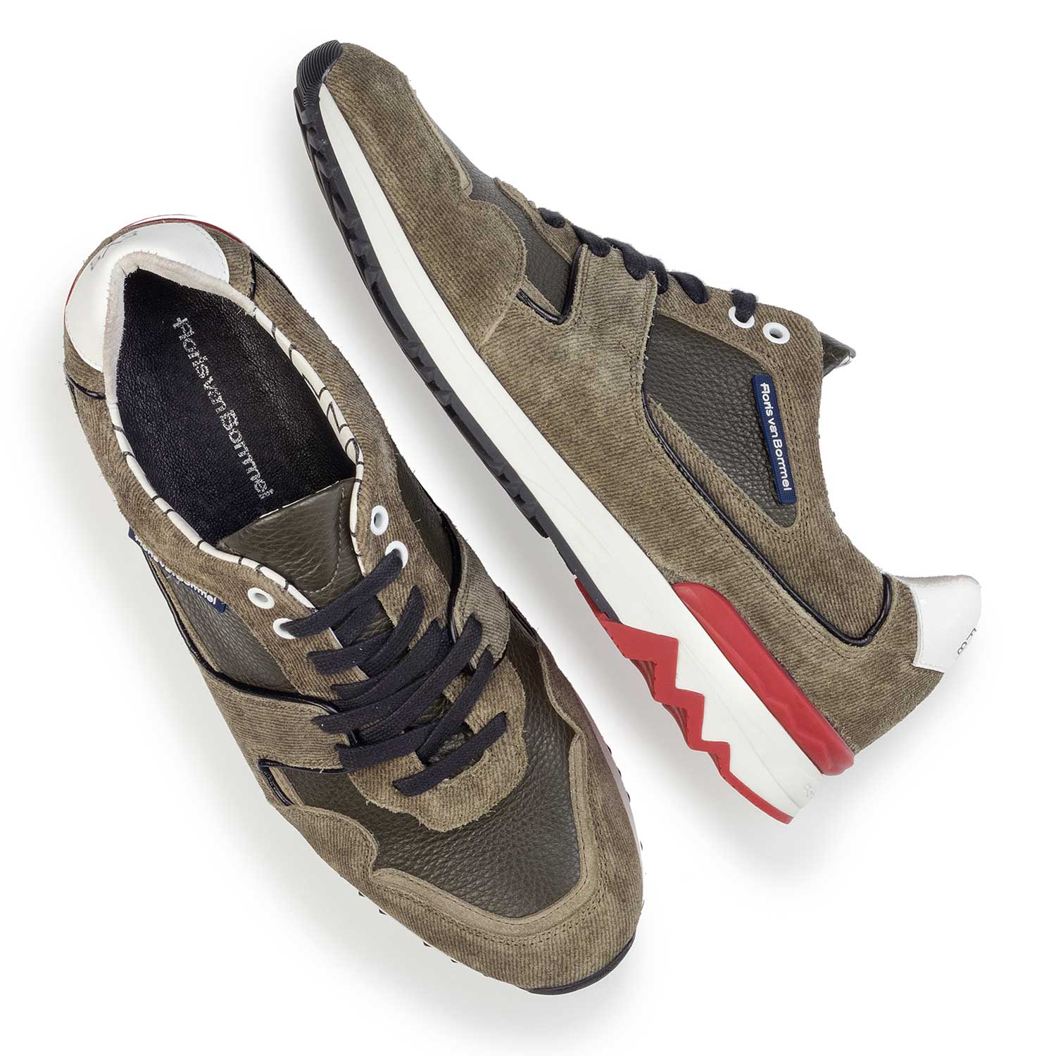 16220/08 - Olivgrüner Wildleder Sneaker mit Denimstruktur 16220/08 - Olivgrüner Wildleder Sneaker mit Denimstruktur