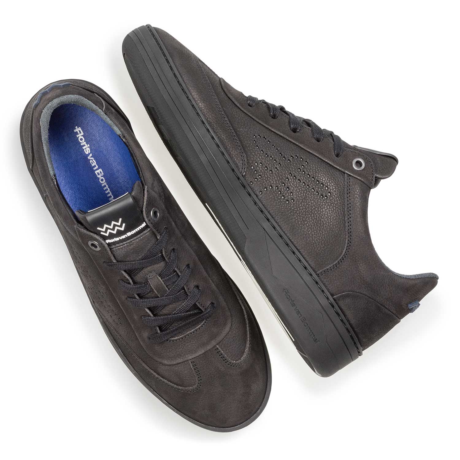16255/07 - Black printed nubuck leather sneaker 16255/07 - Black printed nubuck leather sneaker