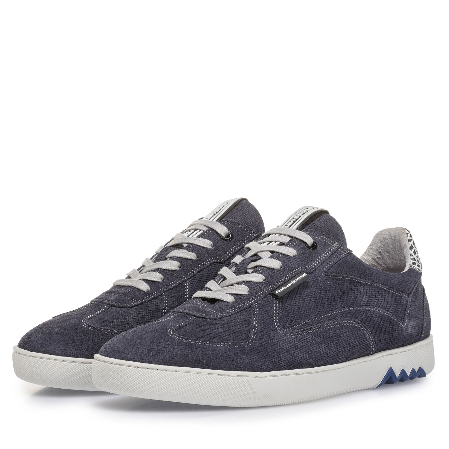 16342/22 - Blue suede leather sneaker with print 16342/22 - Blue suede leather sneaker with print