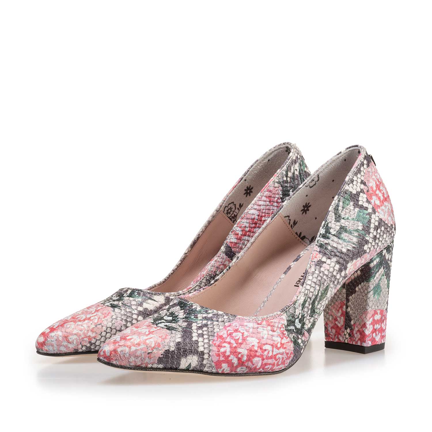 85227/02 - Multi-coloured leather pumps with printed motif 85227/02 - Multi-coloured leather pumps with printed motif