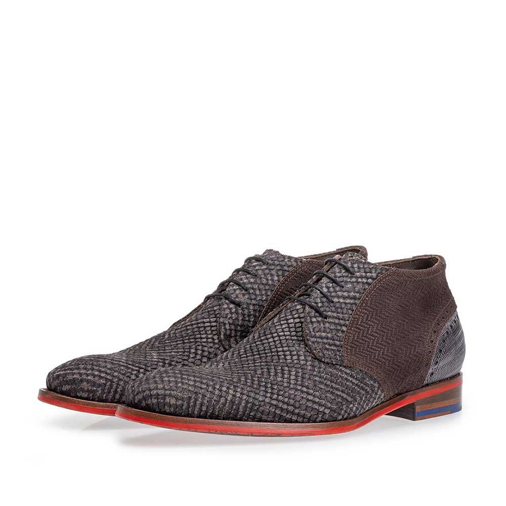 20109/08 - Schnürstiefel grau mit Print 20109/08 - Schnürstiefel grau mit Print