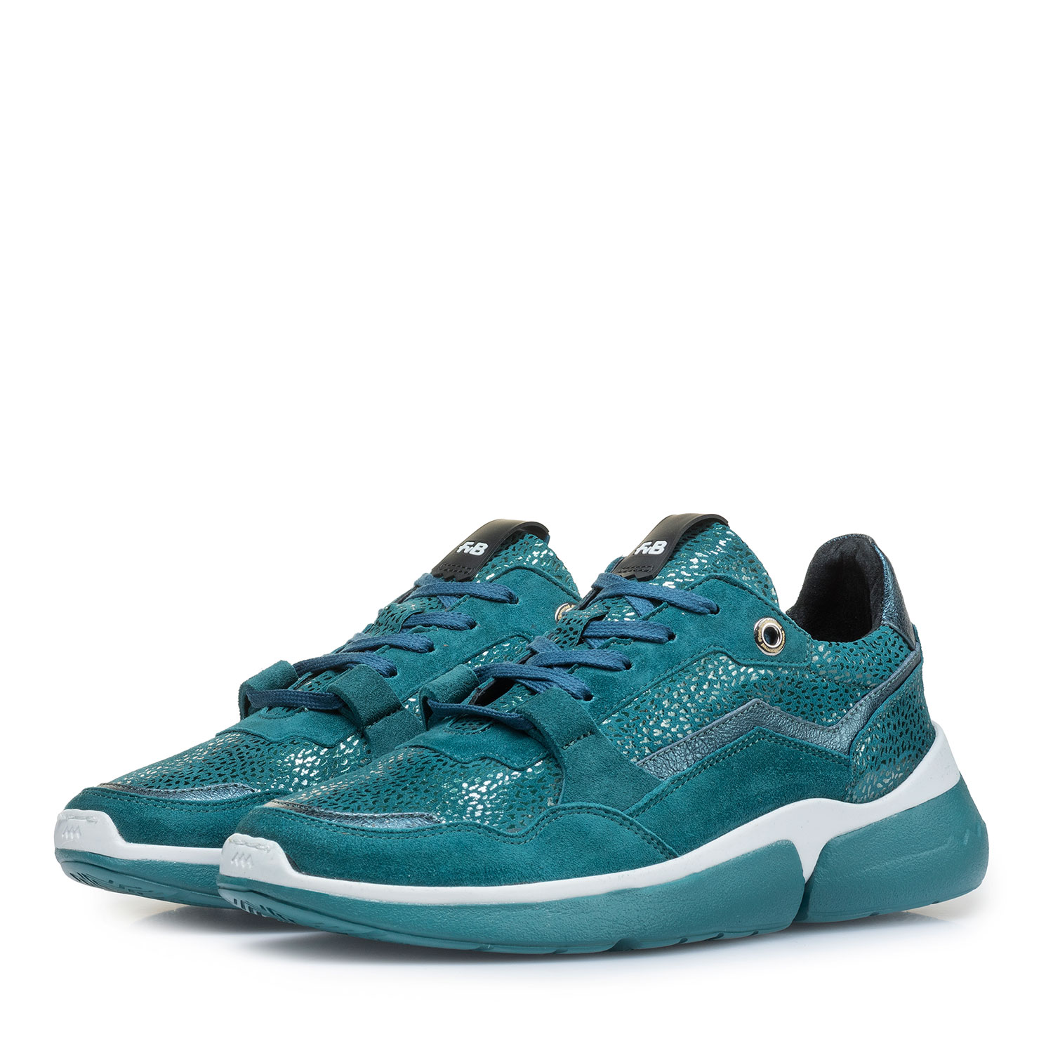 85291/11 - Blauer Wildleder-Sneaker mit Metallic-print 85291/11 - Blauer Wildleder-Sneaker mit Metallic-print