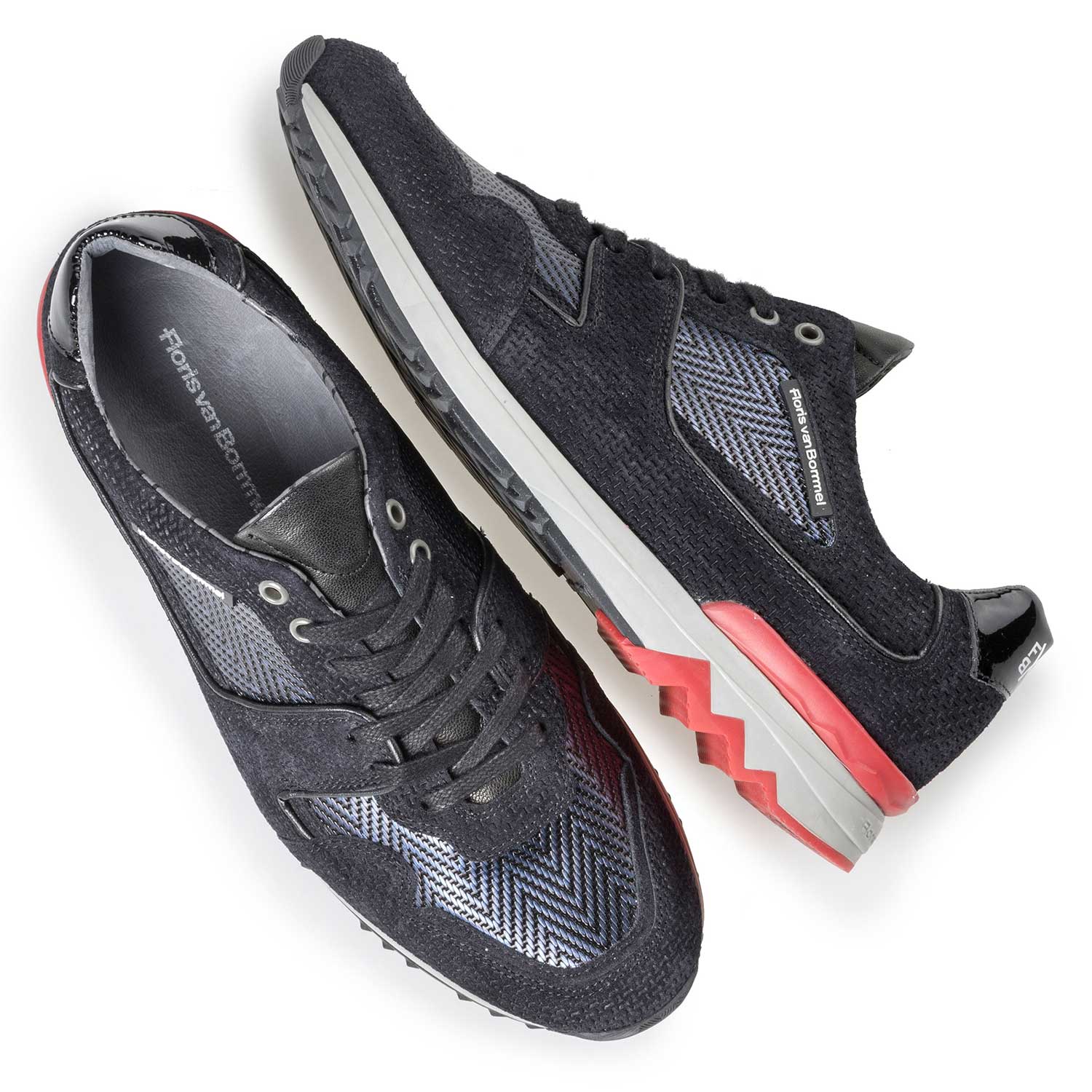 16220/17 - Dunkelblauer Wildleder Sneaker mit Metallicprint 16220/17 - Dunkelblauer Wildleder Sneaker mit Metallicprint